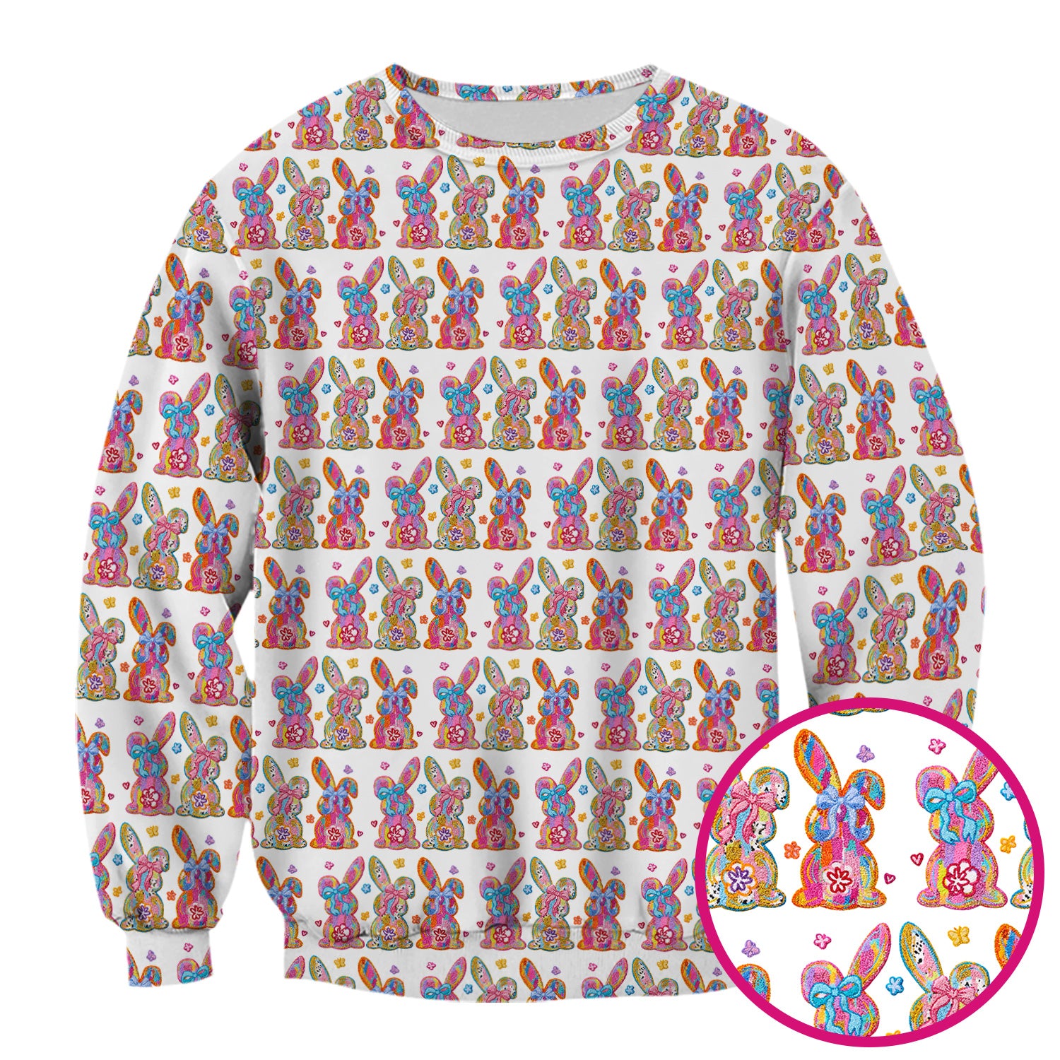 Cute Pastel Bunny Floral Pattern Scrub Top, Comfortable Scrubs for Nurses, Easter