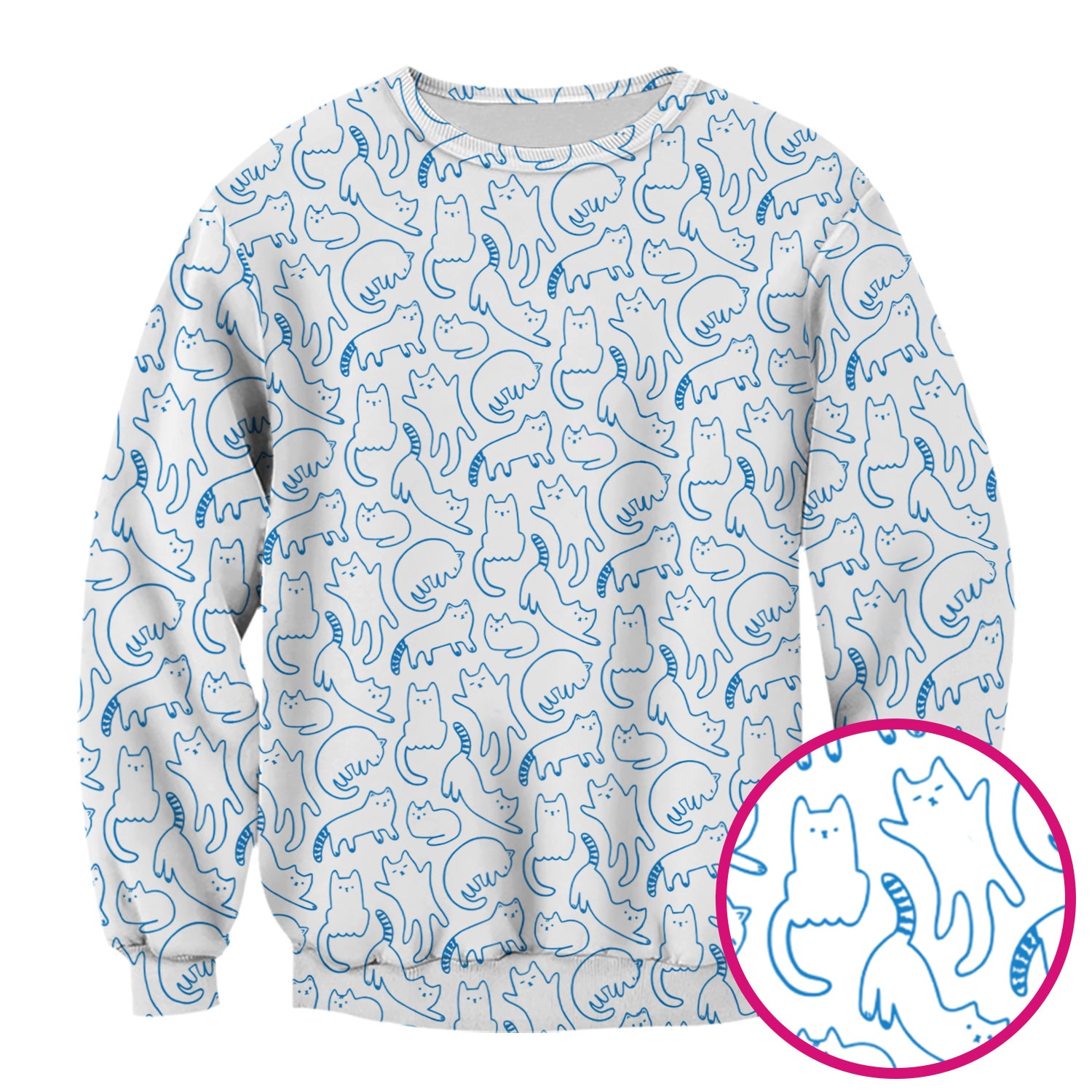 Artistic Cat Pattern Medical Scrub Top, Breathable Fabrics Nursing Uniform