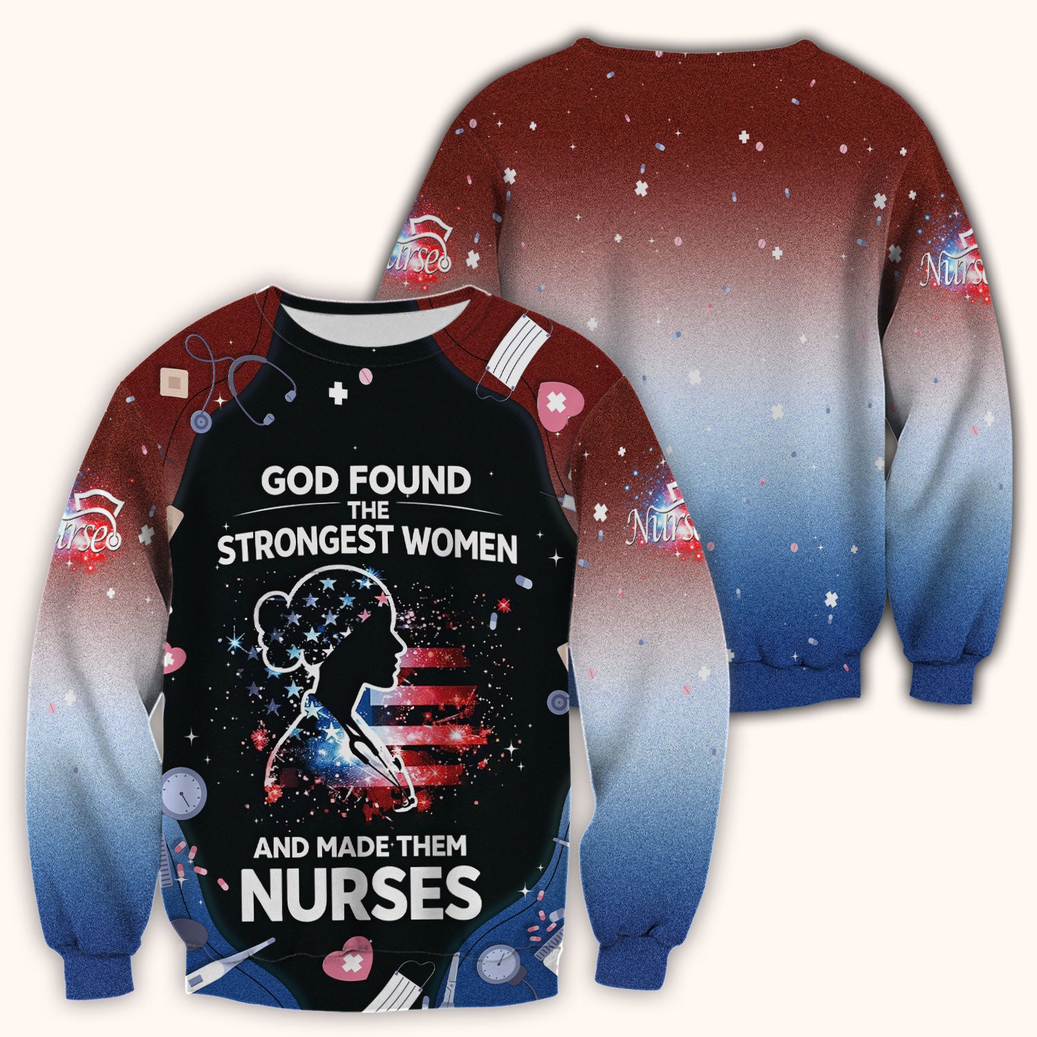 God Found the Strongest Women Nurse Scrub Top, Breathable Fabrics Nursing Uniform