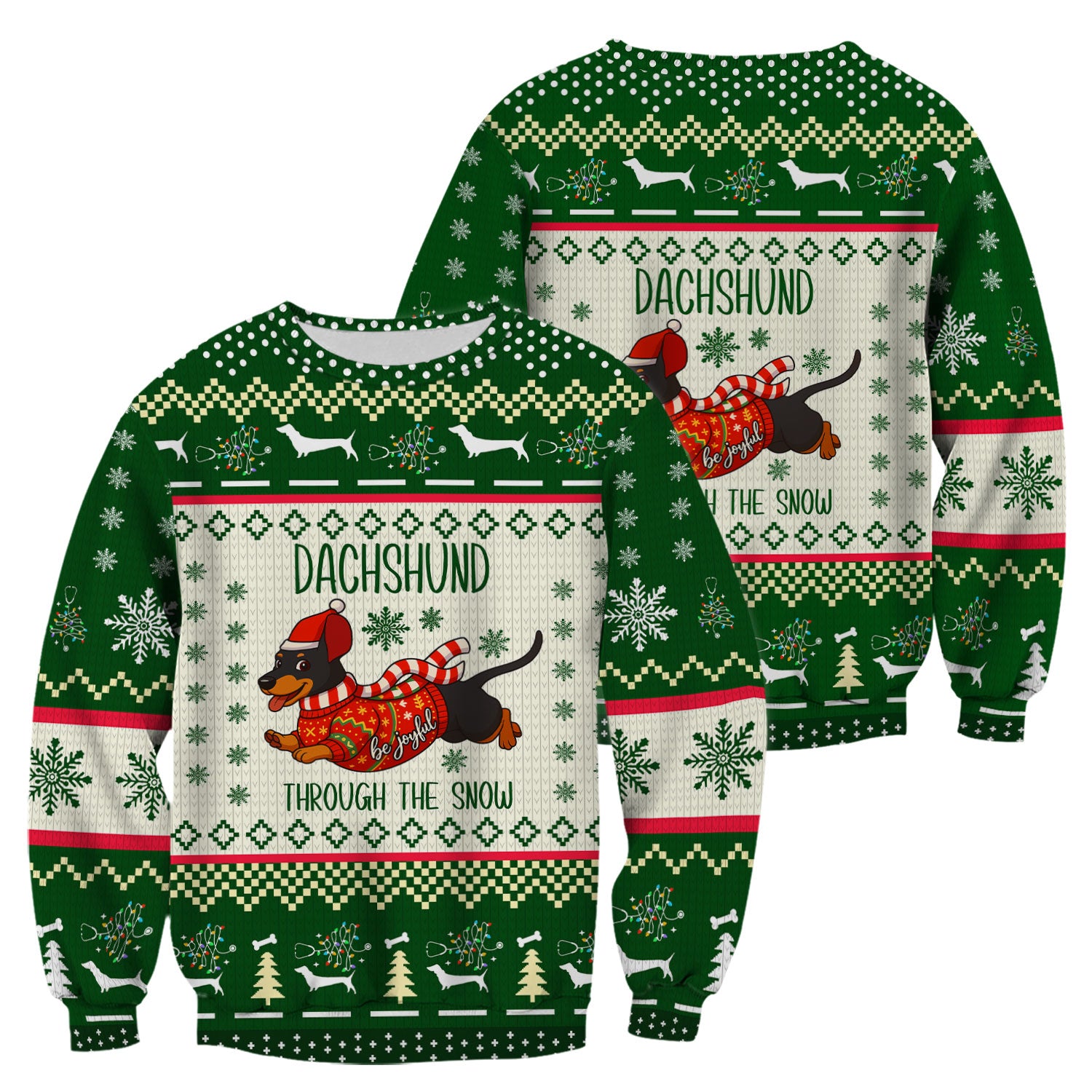 Wiener Dog Through The Snow Christmas Scrub Top - Cute Dachshund Nurse Shirt - Funny Holiday Medical Uniform
