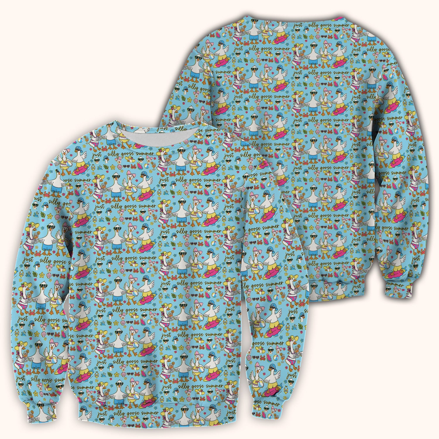Silly Goose Summer Pattern Scrub Top, Breathable Fabrics Nursing Uniform