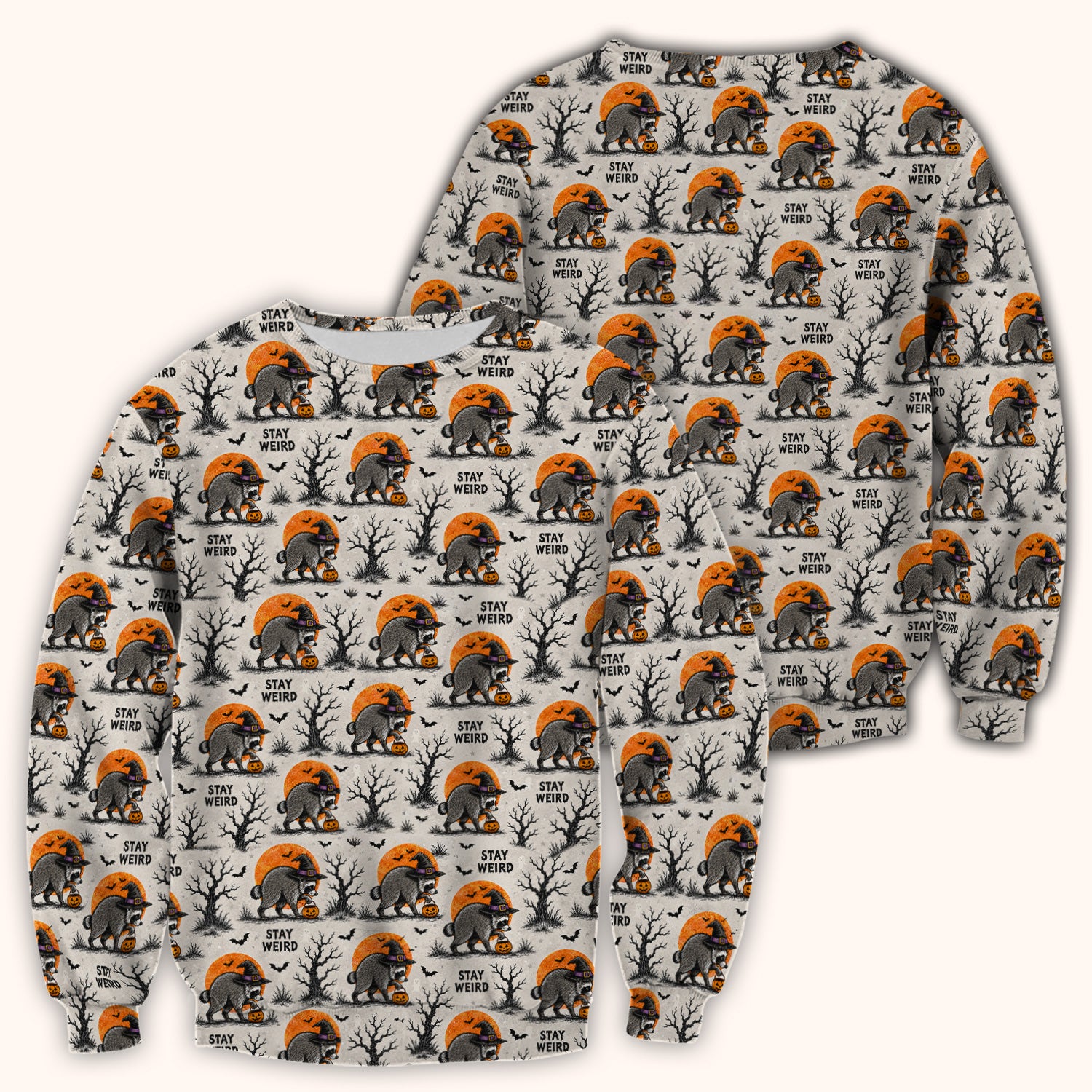 Funny Stay Weird Halloween Raccoon Scrub Top, Comfortable Scrubs for Nurses