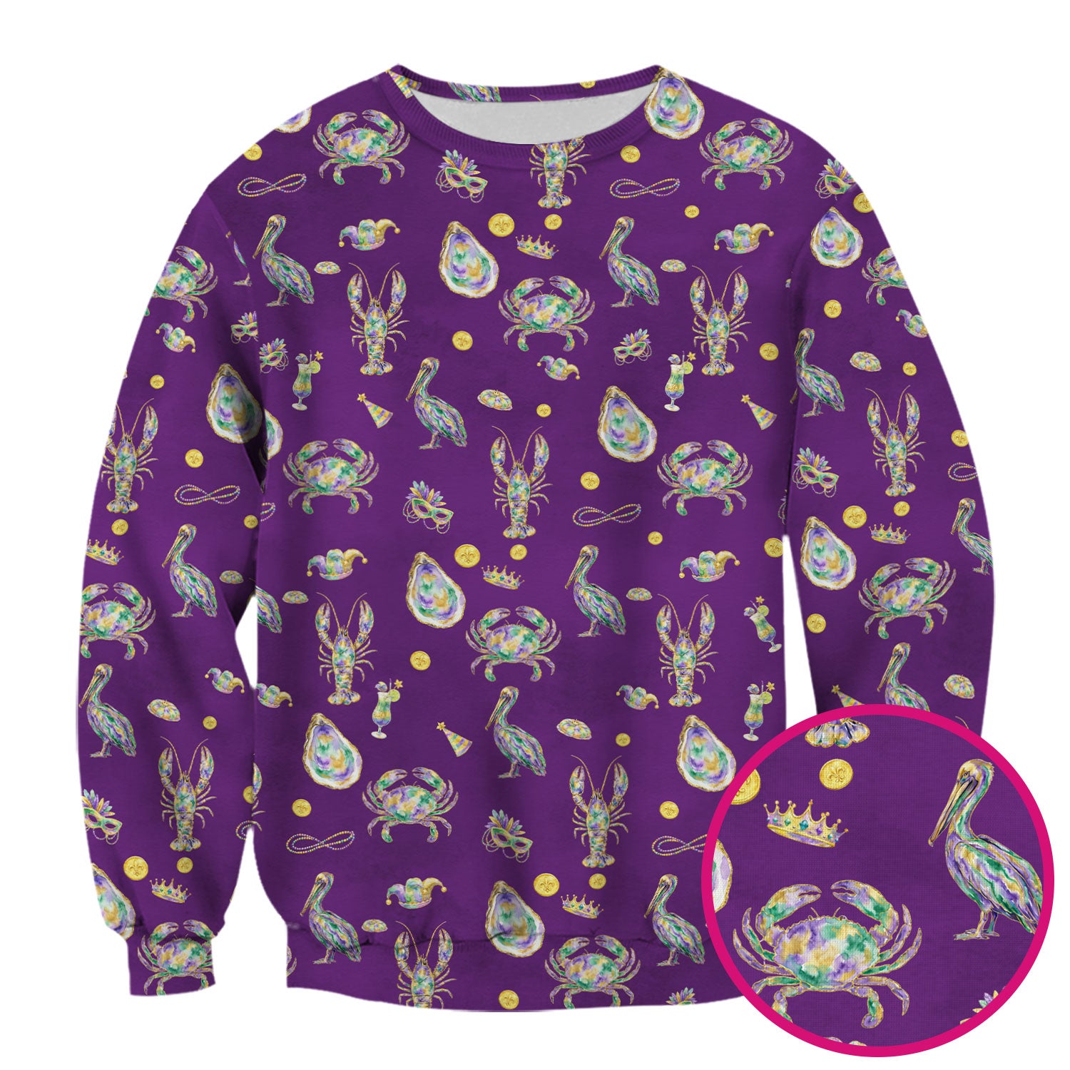 Mardi Gras Seafood Nurse Scrub Top, Comfortable Uniform Scrubs For Nursing