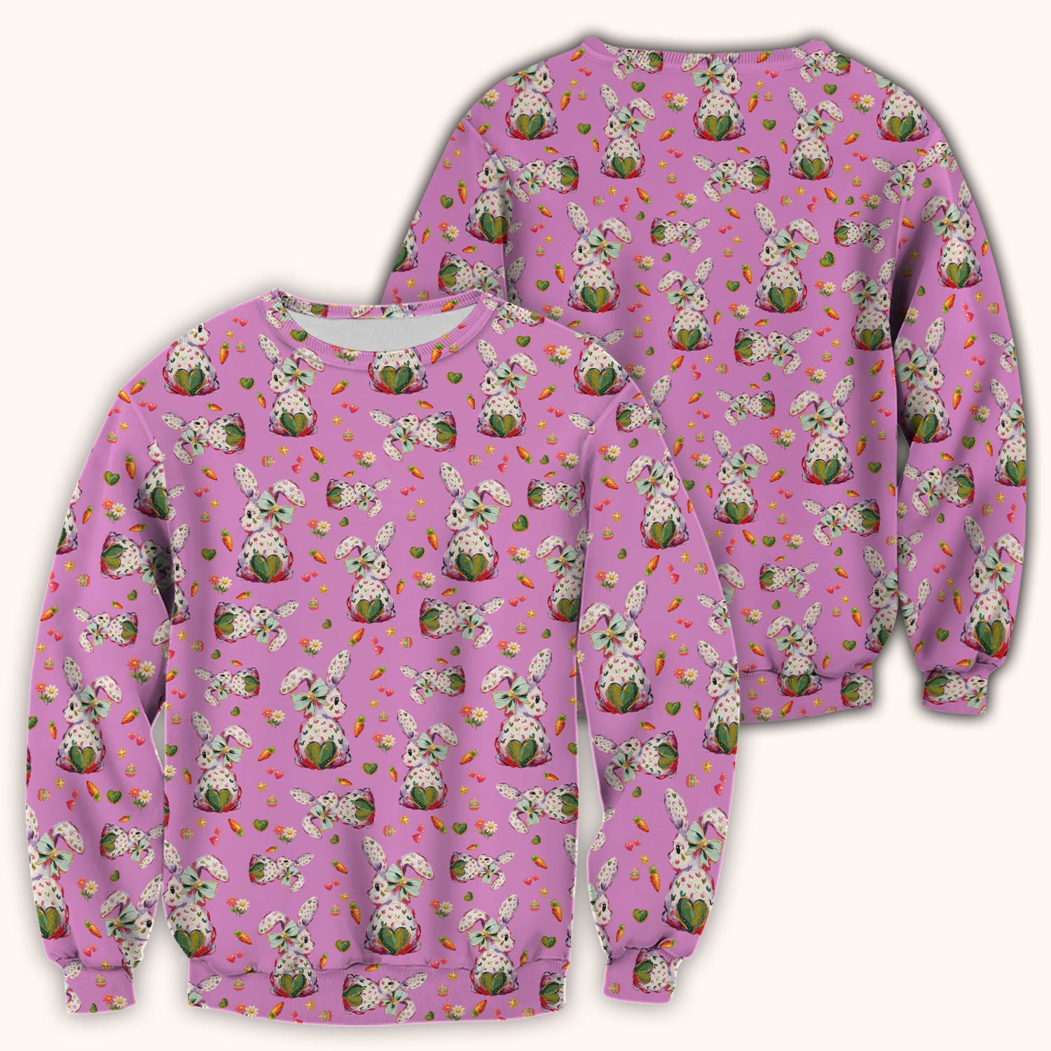 Cute Pastel Bunny Easter Pattern Scrub Top, Comfortable Scrubs for Nurses