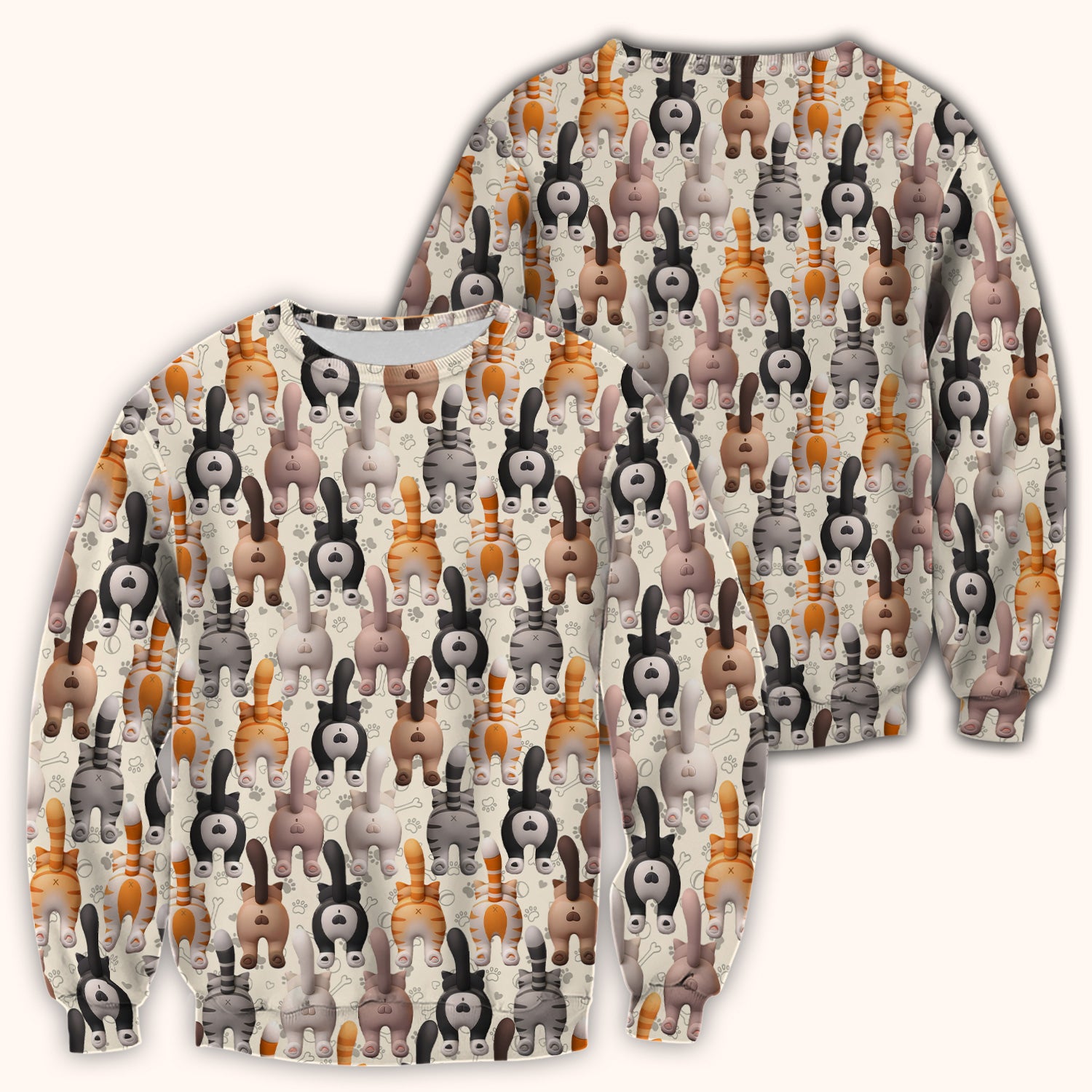 Funny Cat Butt Paw Print Pattern Scrub Top, Comfortable Scrubs for Nurses