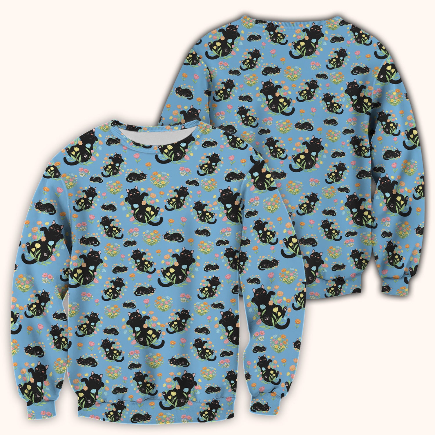 Cats With Cute Poses Floral Pattern Scrubs Top, Comfortable Scrubs for Nurses