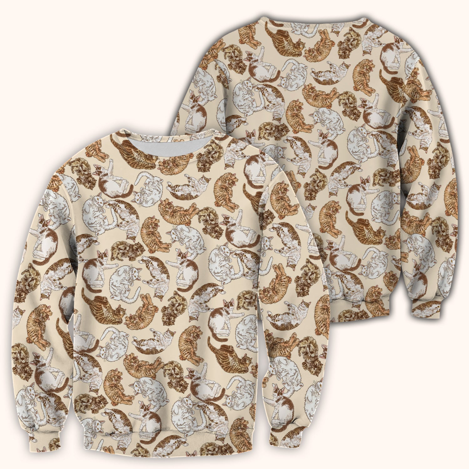 Cute Lazy Cat Nap Pattern Scrub Top, Comfortable Scrubs for Nurses