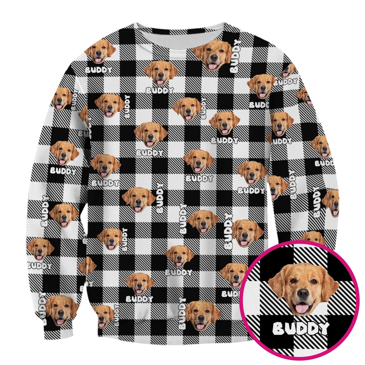 Custom Dog Face Scrub Top, Personalized Pet Photo Checkered Pattern Shirt, Custom Name Vet Tech Gift For Nursing