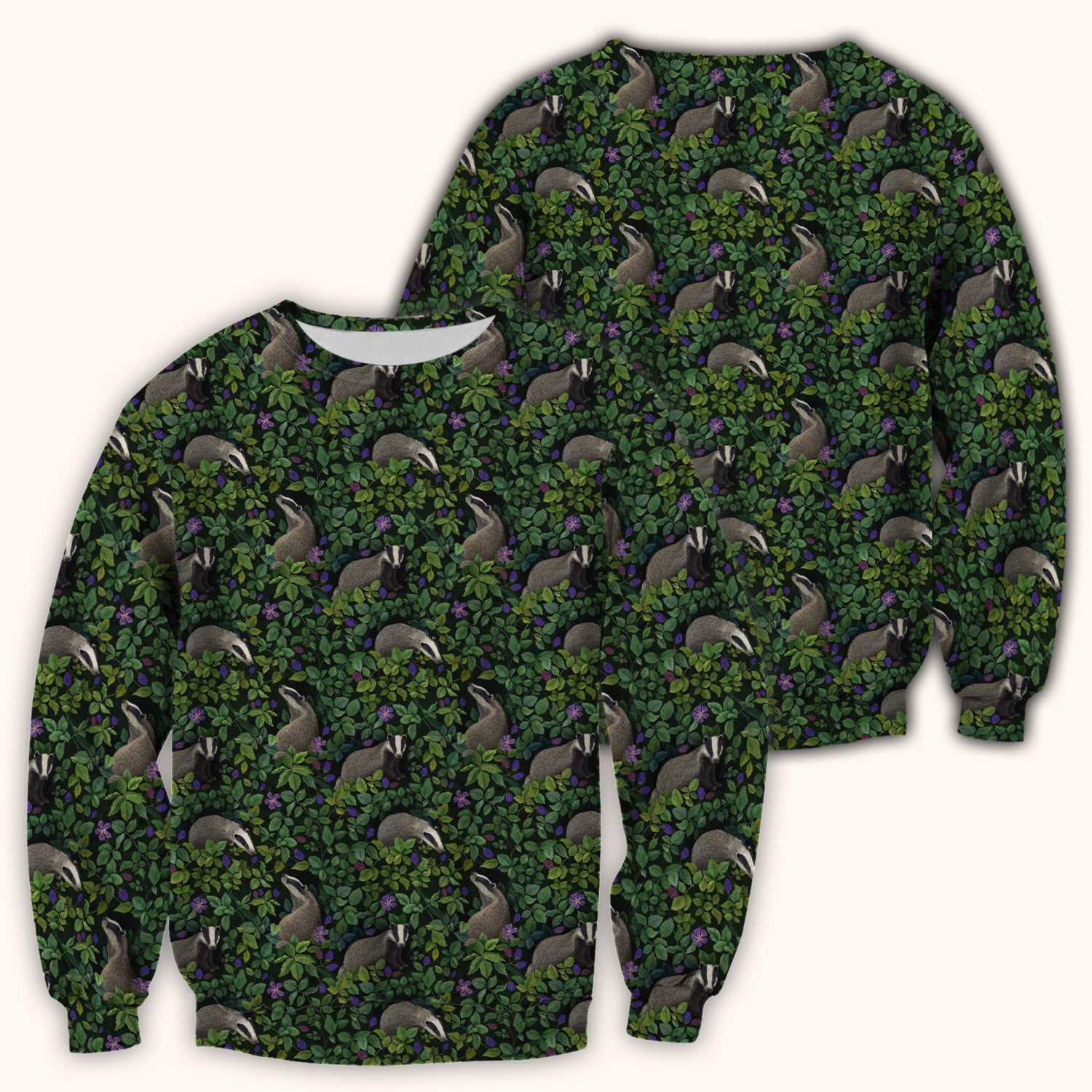 Woodland Badger Forest Pattern Scrub Top, Comfortable Scrubs for Nurses