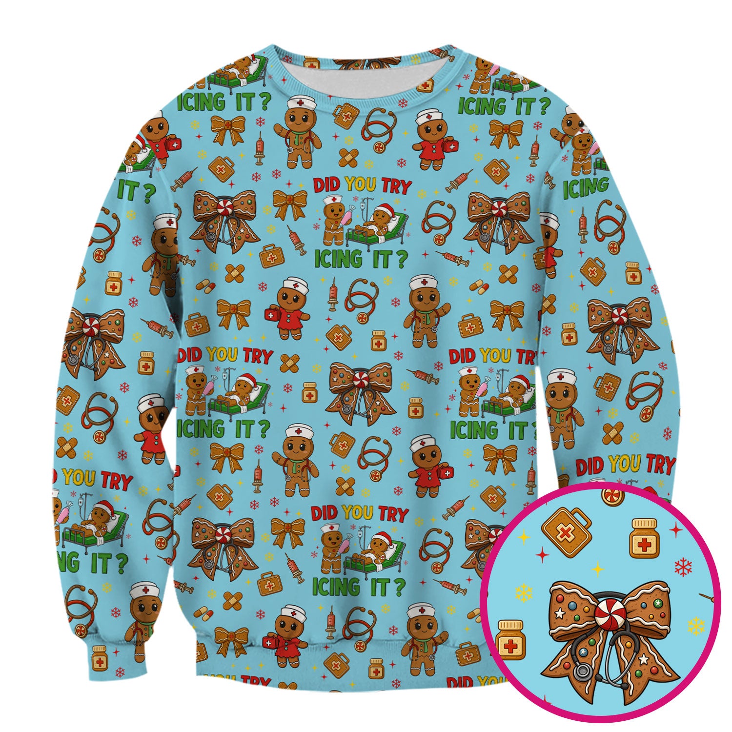 Funny Nurse Christmas Shirt - Gingerbread Icing It Scrub Top - Cute Holiday Gift Idea for RN LPN CNA Women