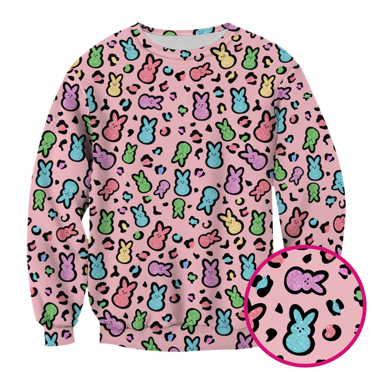 Cute Easter Bunny Pastel Pattern Scrub Top, Comfortable Scrubs for Nurses