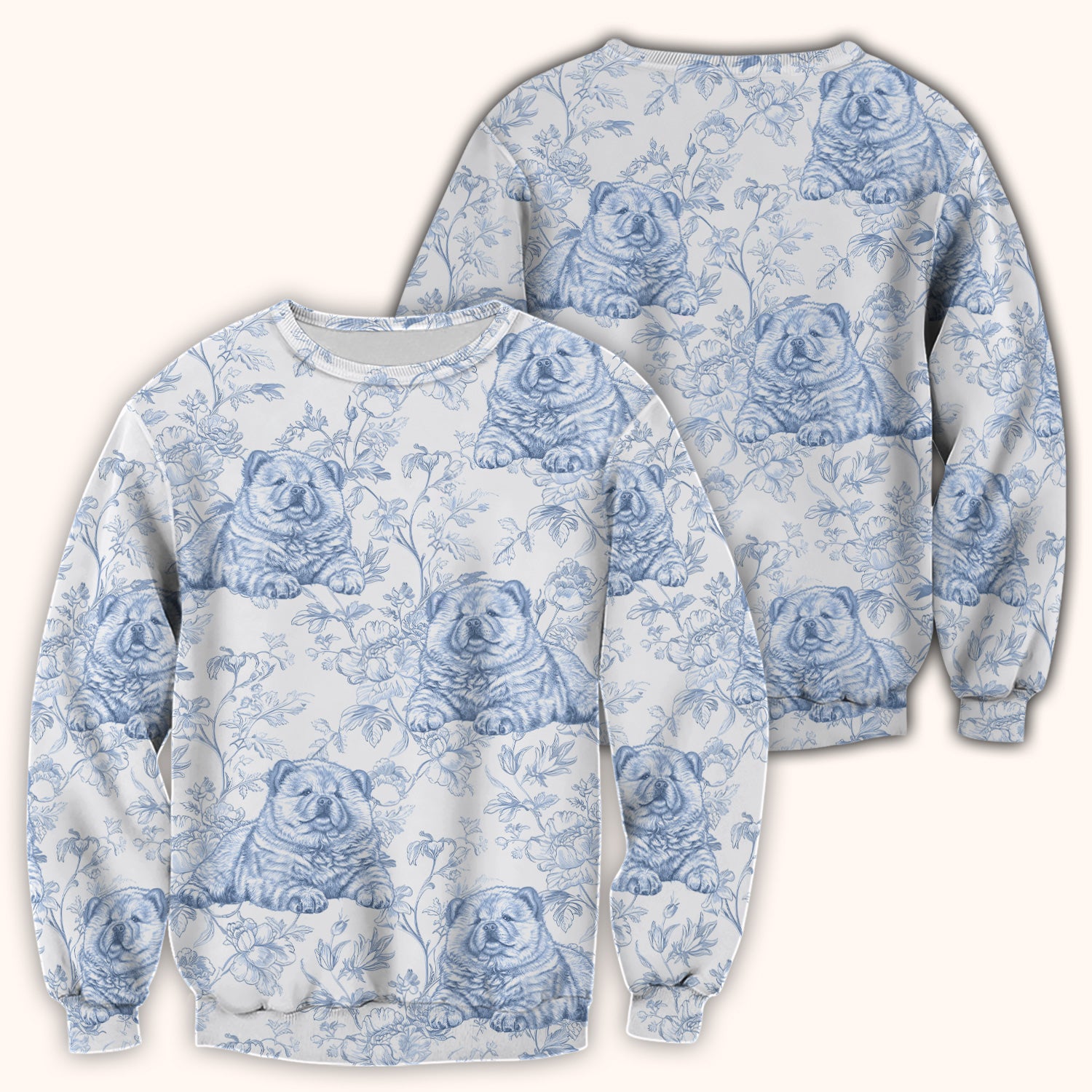 Custom Dog Cat Style Chinoiserie Pattern Scrubs Top, Comfortable Scrubs for Nurses