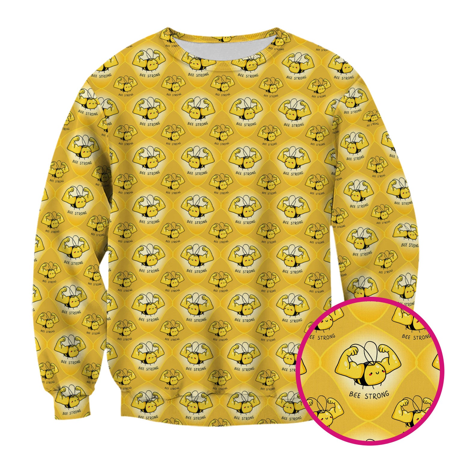 Bee Strong Honey Bee Pattern Scrub Top, Comfortable Scrubs for Nurses