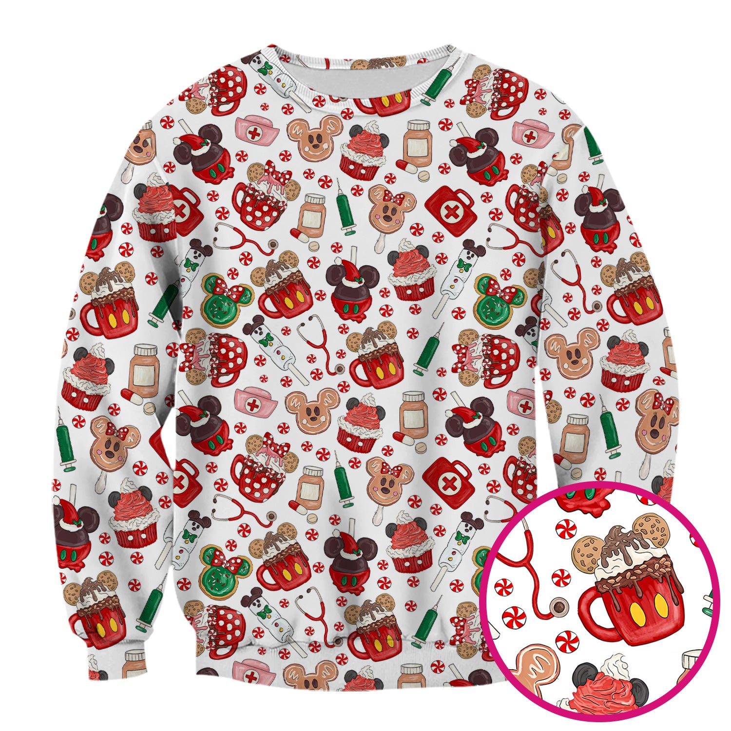 Funny Gingerbread Christmas Scrub Top - Cute Candy Cupcake Nurse Shirt - Holiday Medical Uniform RN CNA LPN
