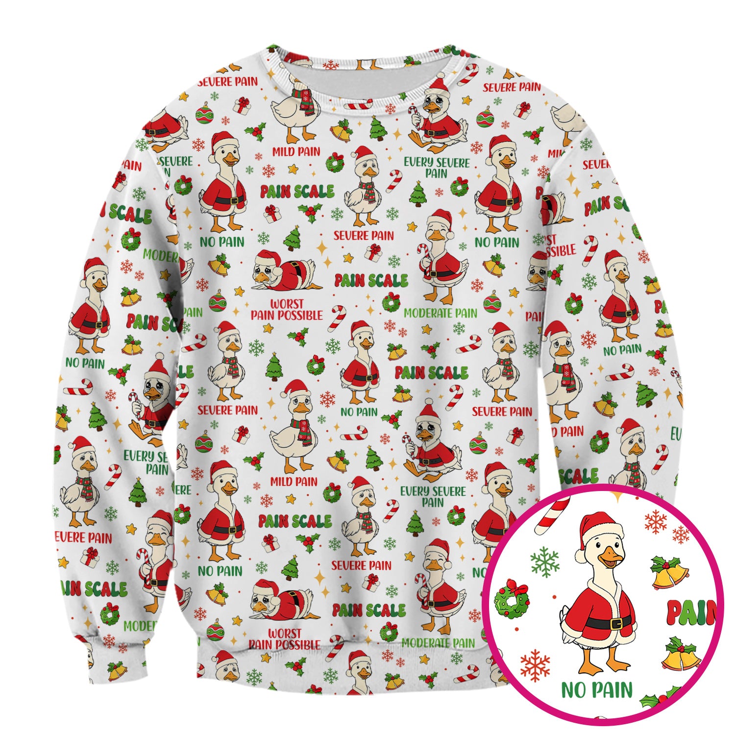 Christmas Nurse Scrub Top - Funny Goose Pain Scale - Cute Holiday Medical Uniform for Women