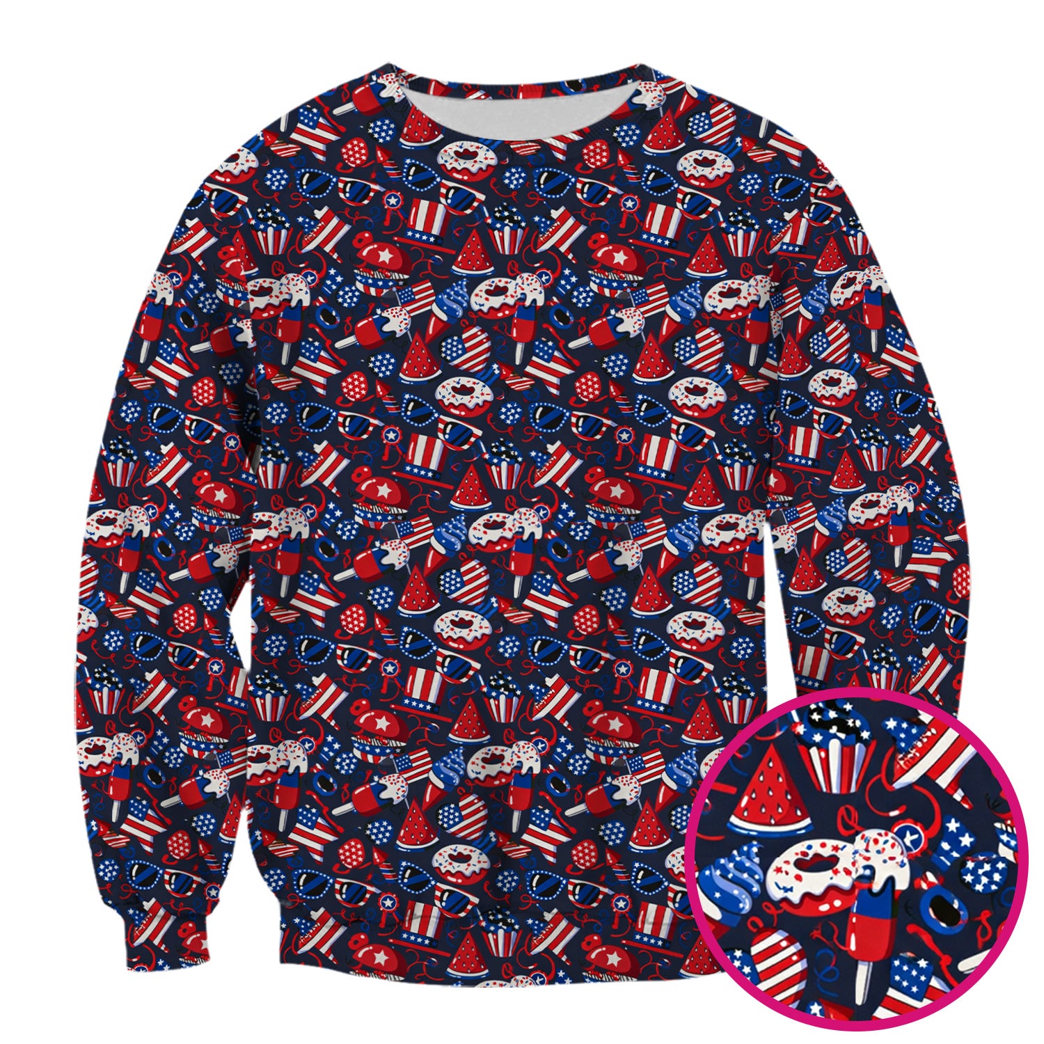 Cute Patriotic 4th of July Print V Neck Scrub Top for Nurses, Red Blue Medical Uniform