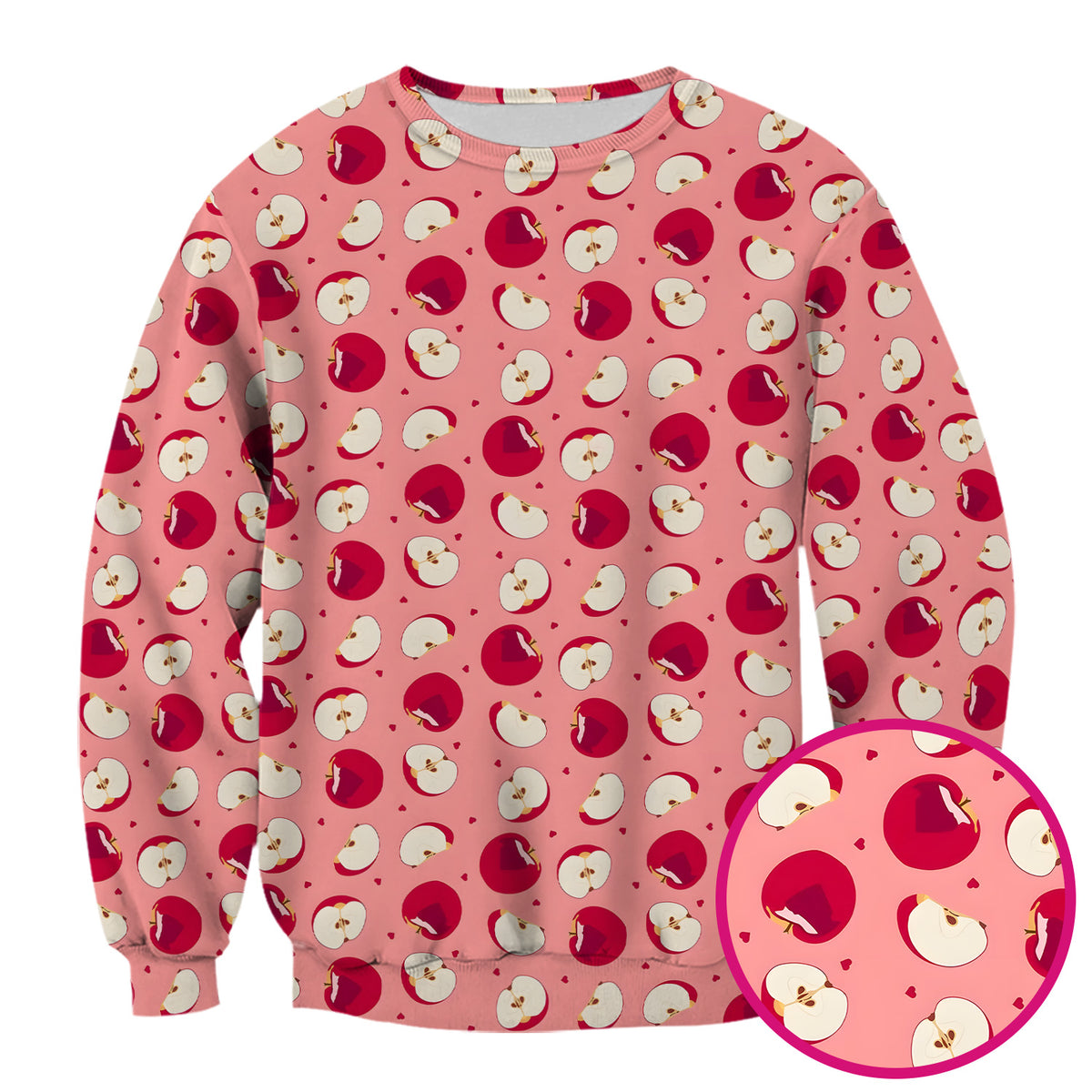 Cute Red Apple Fruit Pattern Scrubs Top, Comfortable Scrubs for Nurses