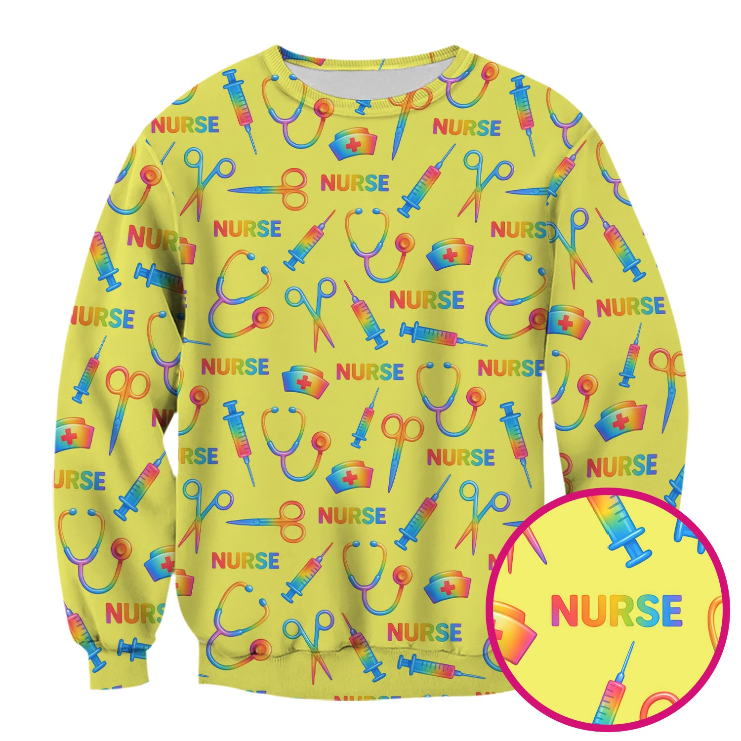 Rainbow Scrubs for Nurses - Colorful Medical Scrub Tops and Pants with Cute Pattern - Fun and Bright Nurse Scrub Set Gift Idea