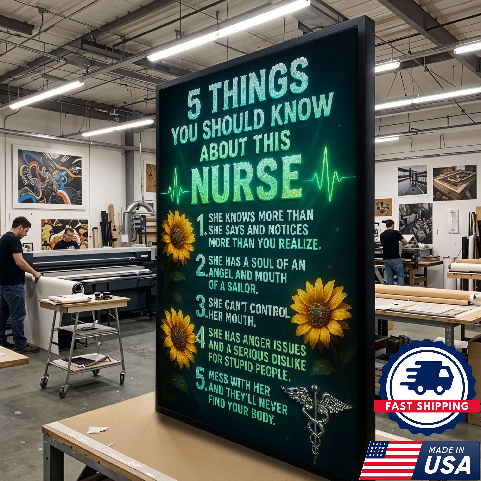 Nurse Canvas Wall Art, 5 Things You Should Know About This Nurse, Funny Gift for RN LPN CNA