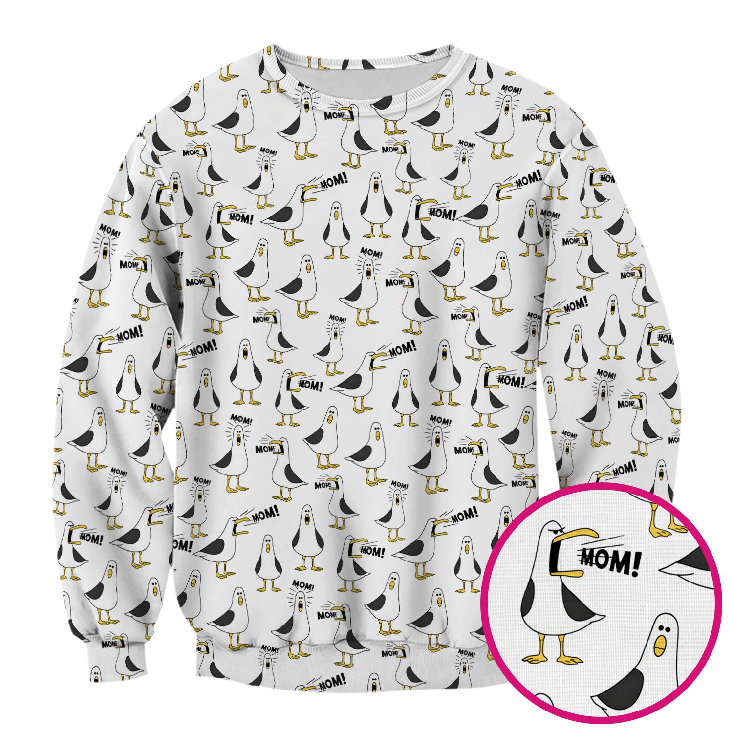 Funny Seagull Mom Seamless Pattern Scrub Top, Comfortable Scrubs for Nurses