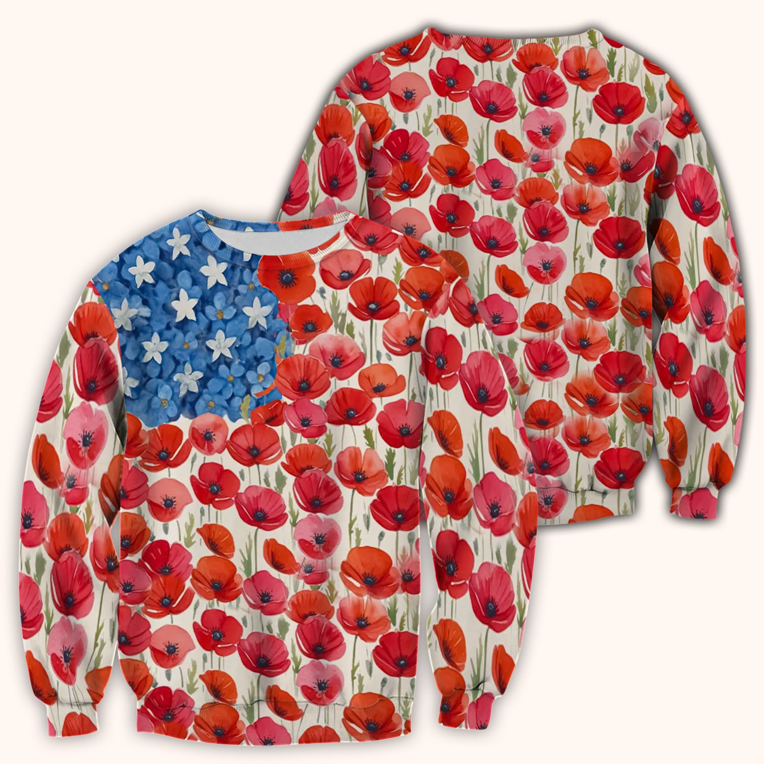 Memorial Day Nurse Poppy American Flag Scrub Top, Comfortable Scrubs for Nurses