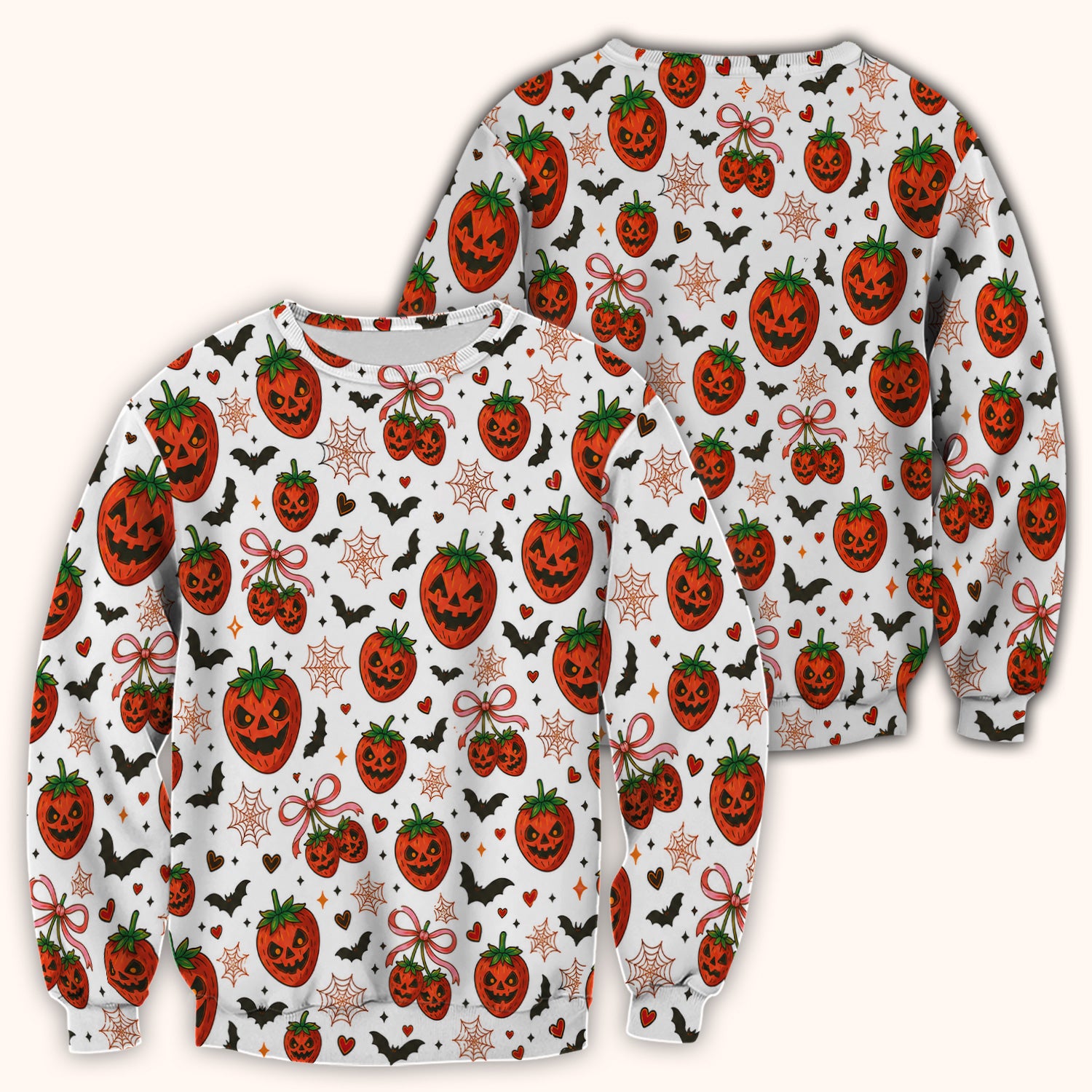 Sweet Halloween Strawberry Jack O Lanterns Scrub Top, Comfortable Scrubs for Nurses