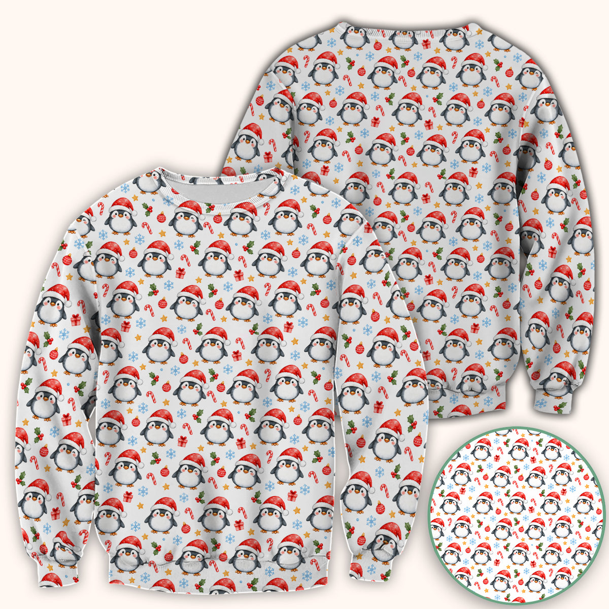 Christmas Penguins In Santa Hats Scrub Top, Comfortable Scrubs for Nurses