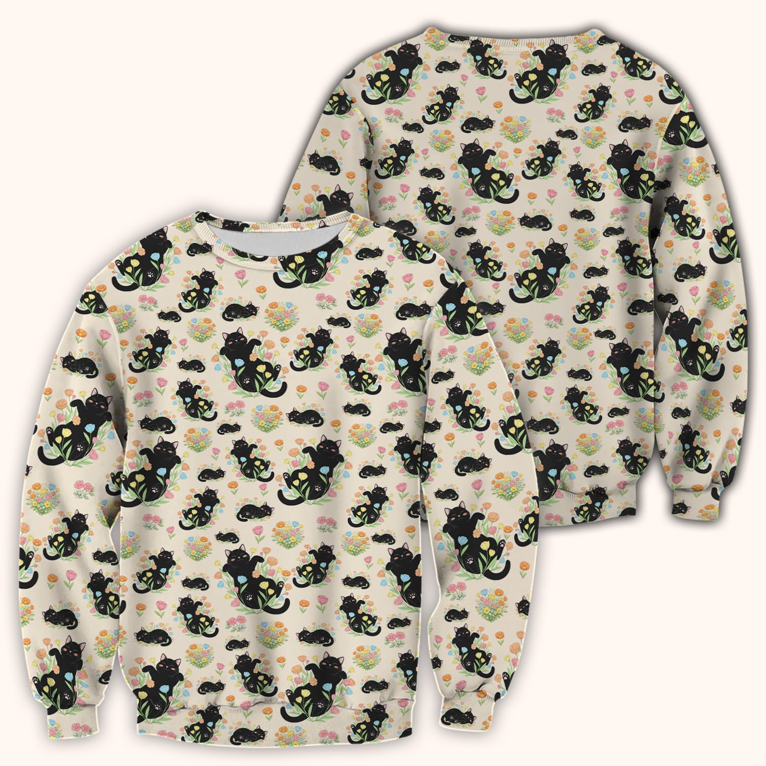 Cats With Cute Poses Floral Pattern Scrubs Top, Comfortable Scrubs for Nurses