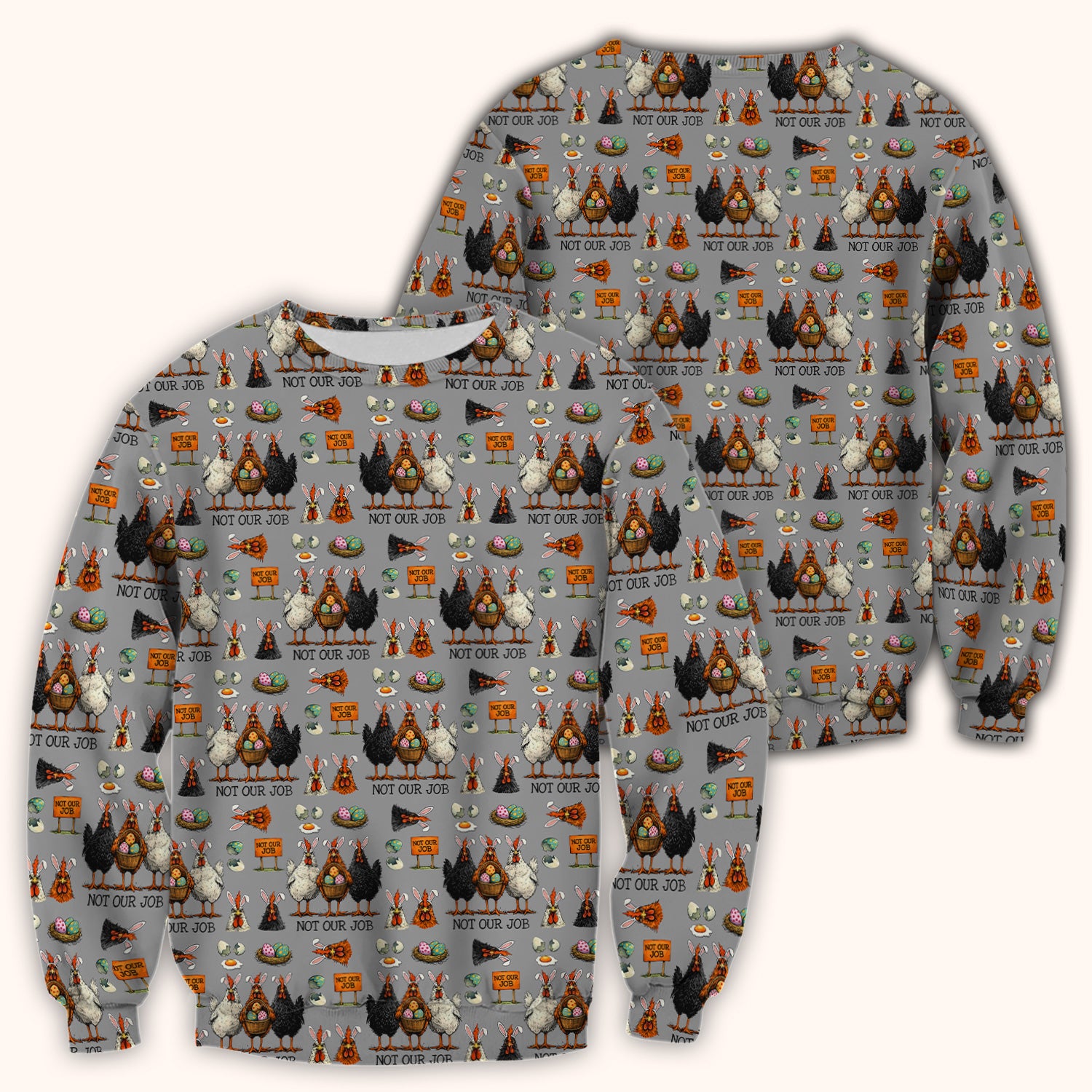 Funny Easter Chicken Humor Pattern Scrub Top, Comfortable Scrubs for Nurses