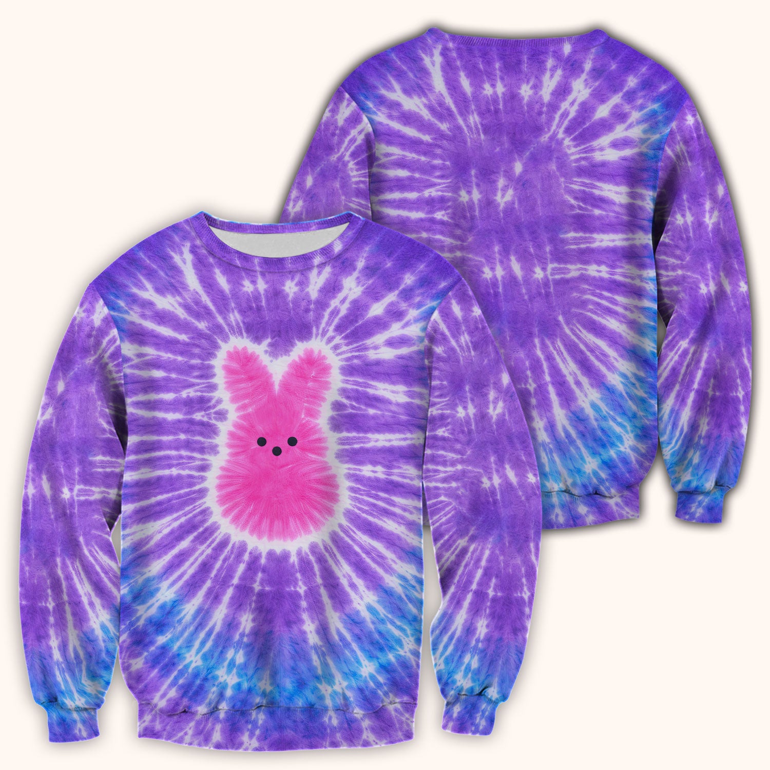 Easter Peep Tie Dye Scrub Top, Easter Bunny Nurse Shirt For Women, Breathable Fabrics Nursing Uniform
