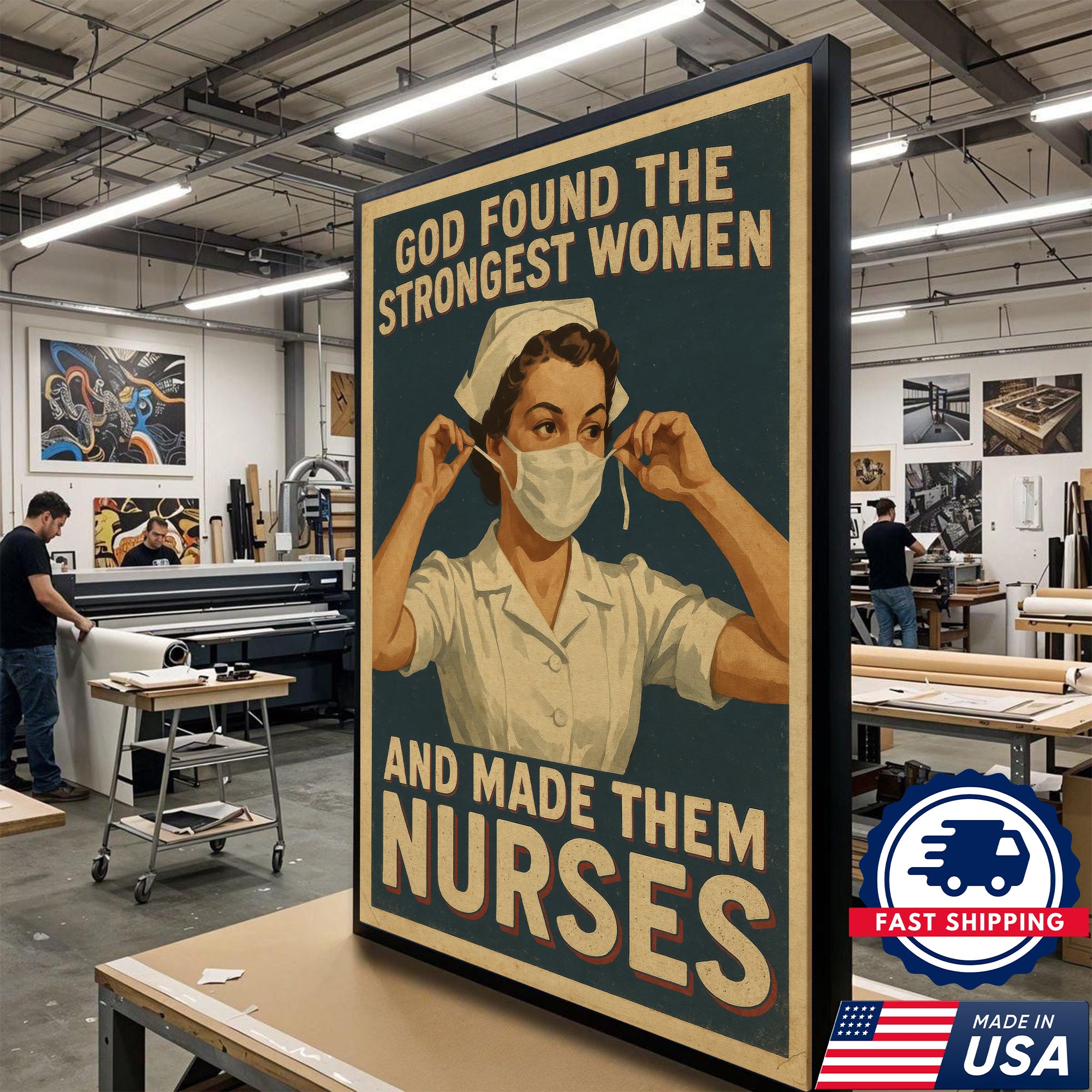 God Found The Strongest Women And Made Them Nurses Canvas, Christian Gift for RN LPN CNA