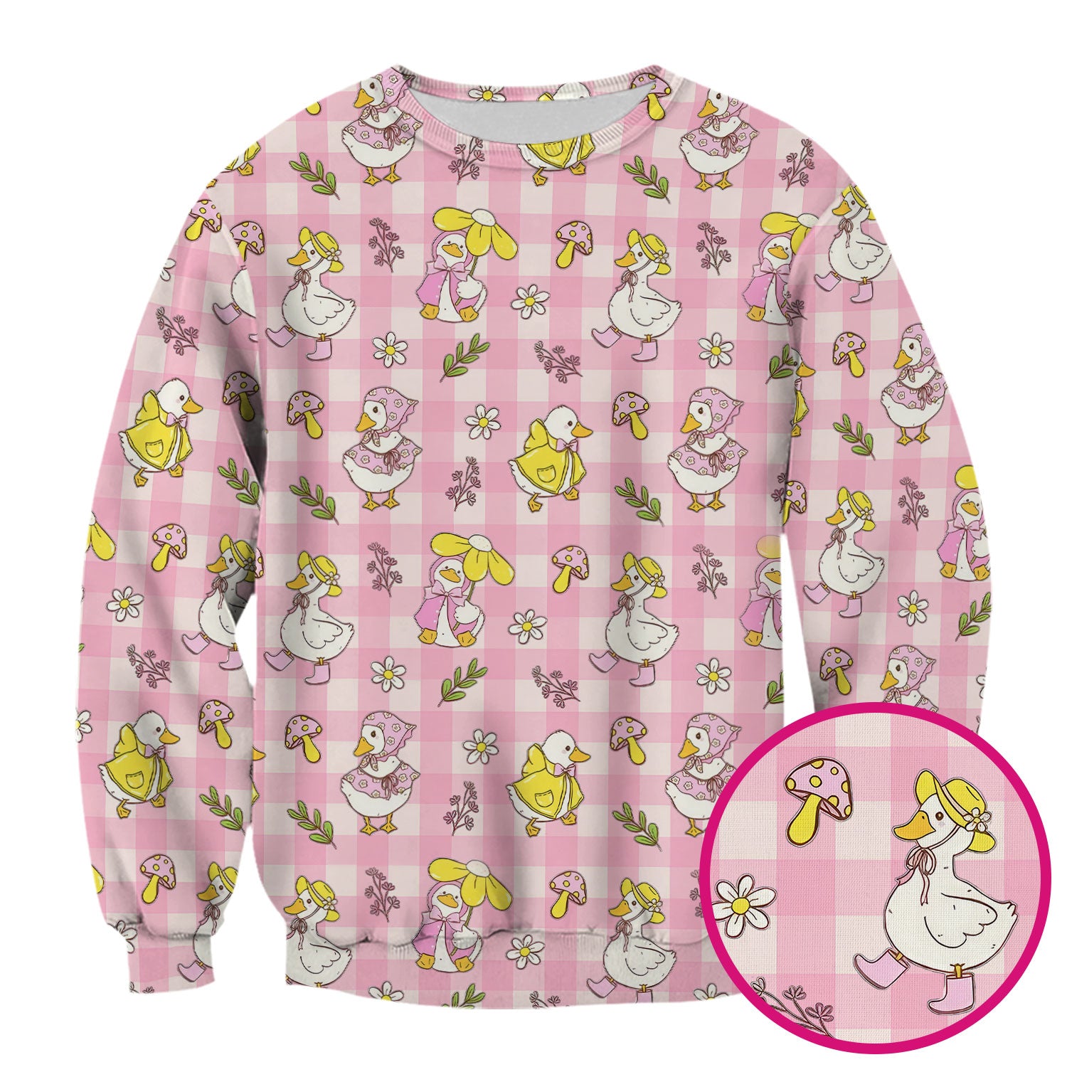 Cute Duck Outfit Gingham Pattern Scrub Top, Comfortable Scrubs for Nurses