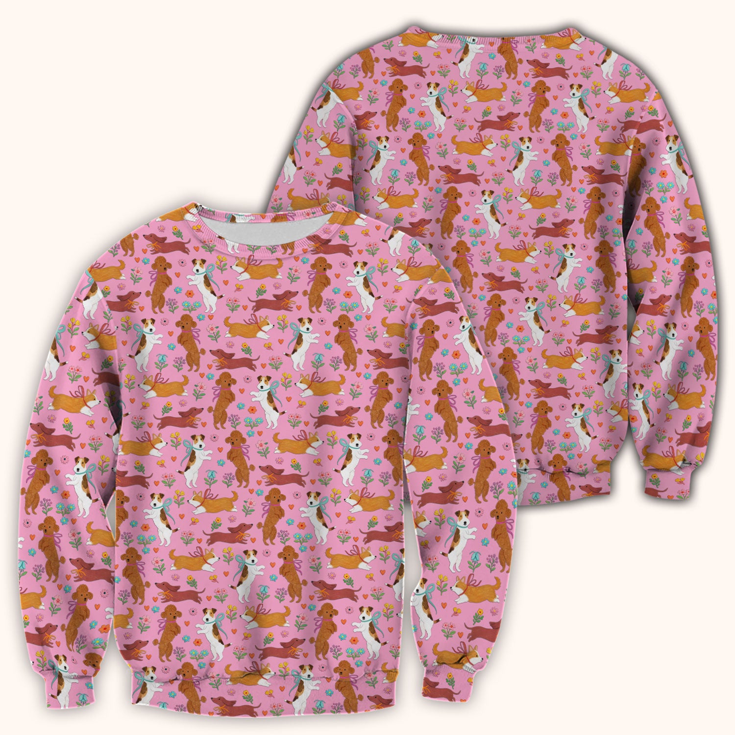Cute Cartoon Dog Print Nurse Scrub Top, Comfortable Scrubs for Nurses