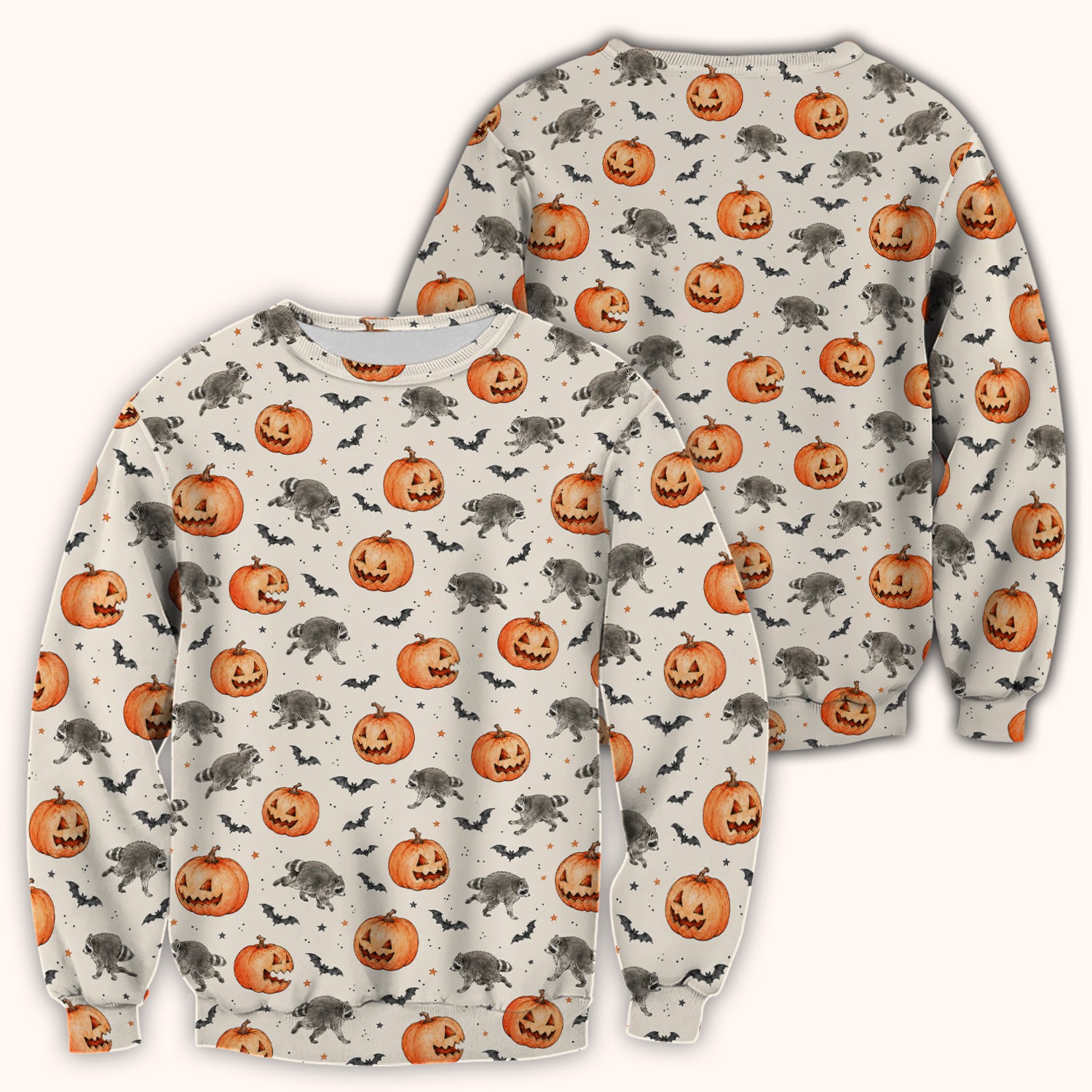 Spooky Halloween Raccoon And Pumpkin Scrub Top, Comfortable Scrubs for Nurses