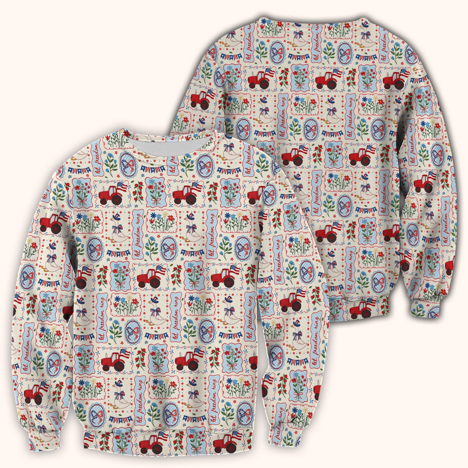 Patriotic Farm Goose Nurse Scrub Top for RN, CNA, Healthcare Workers, Americana Uniform Scrub Top, Comfortable Scrubs for Nurses