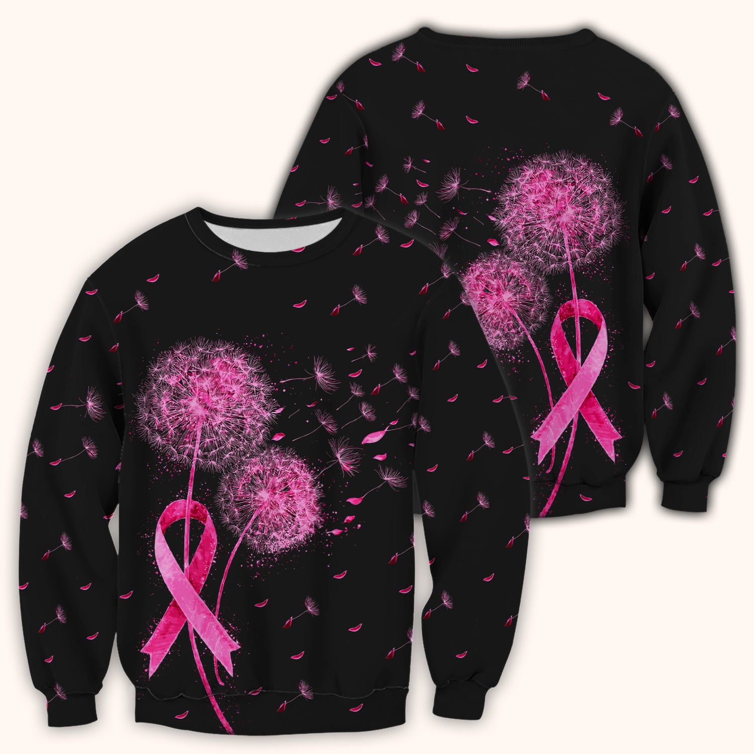 Meaningful Pink Ribbon Dandelion Scrub Top, Comfortable Scrubs for Nurses