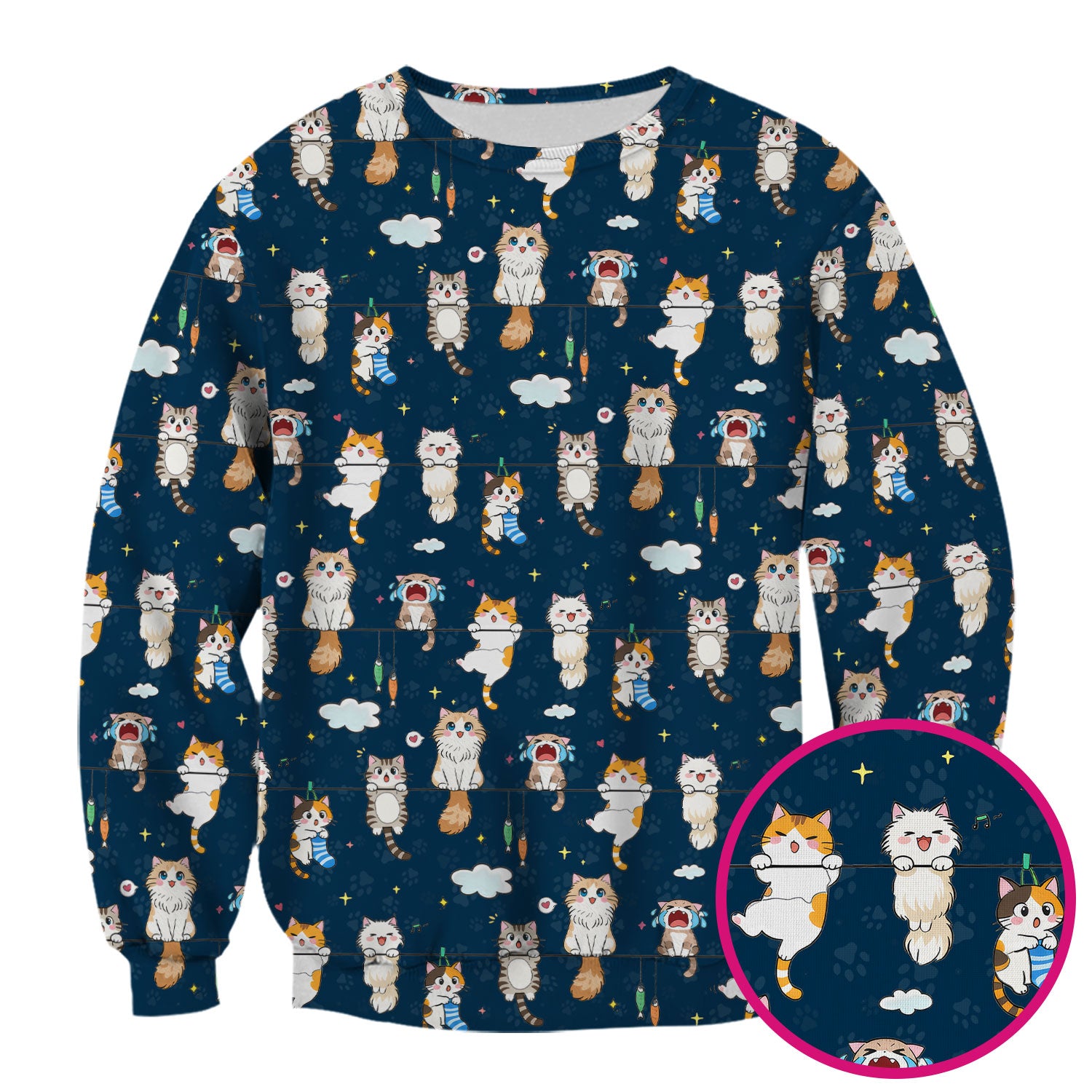 Funny Cats With Cute Expressions Pattern Scrubs Top, Comfortable Scrubs for Nurses