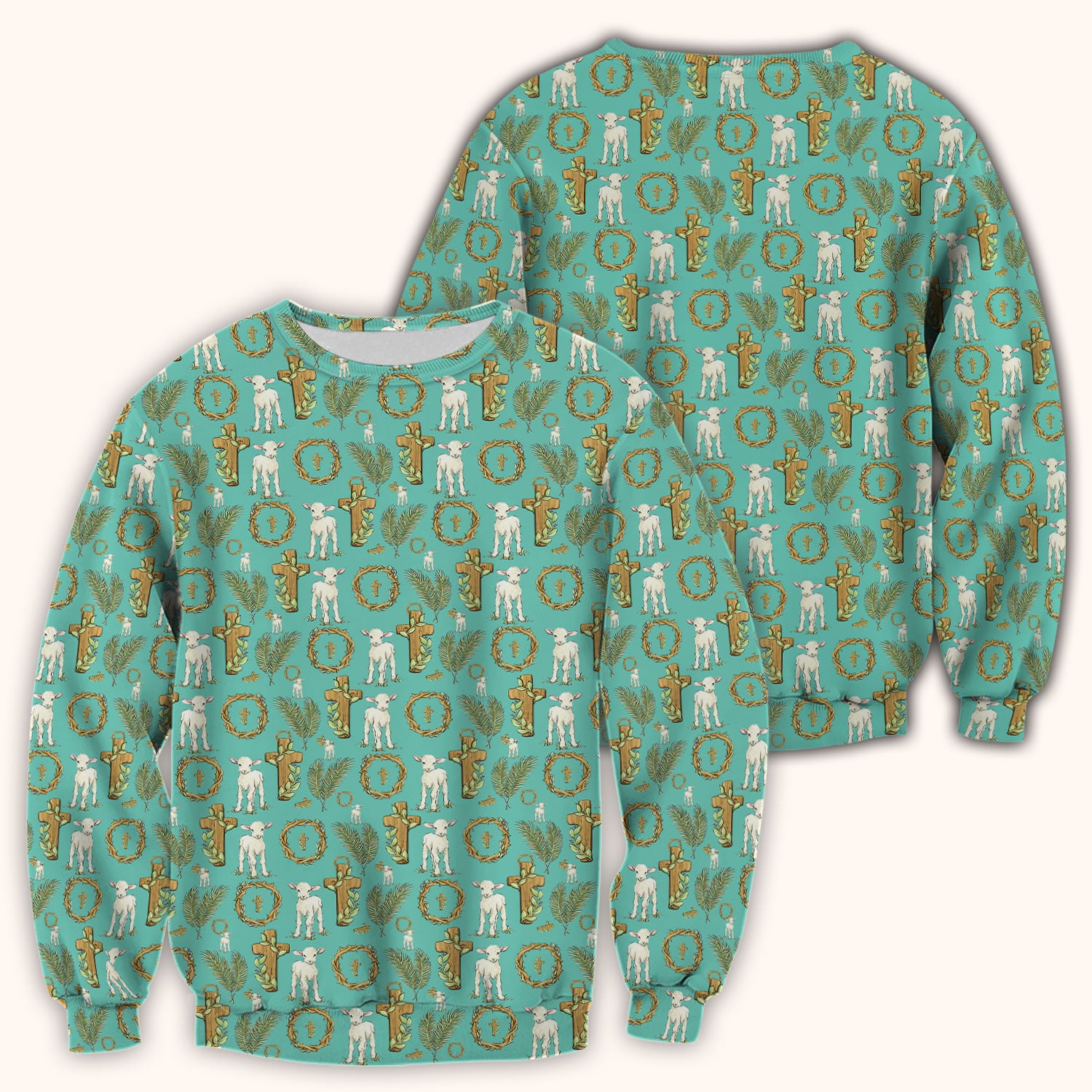 Faith Lamb Cross Pattern Scrub Top, Comfortable Scrubs for Nurses