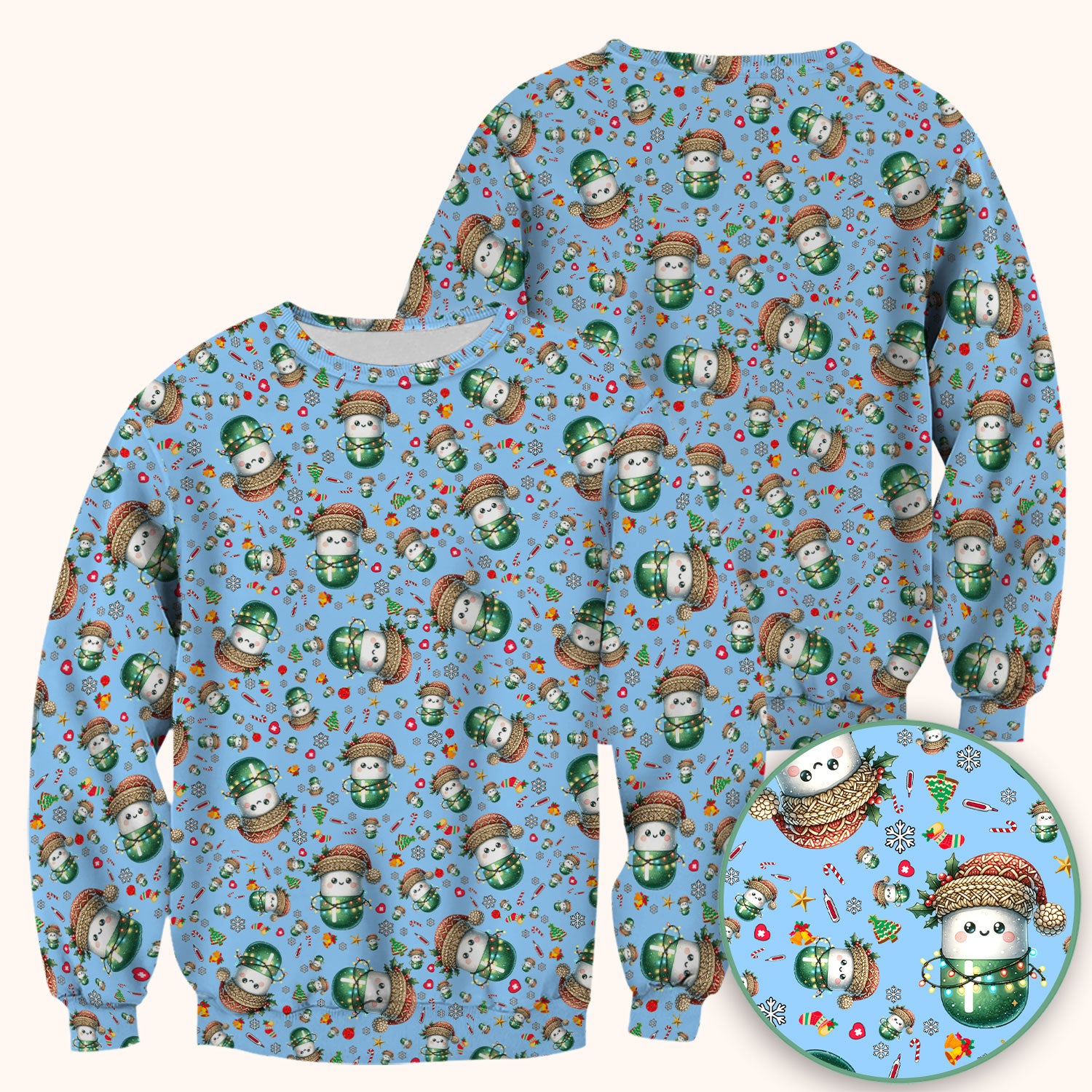 Pharmacy Tech Christmas Scrub Top – Cute Green Snowman Print Nurse Outfit – Funny Holiday Medical Uniform for Pharmacists