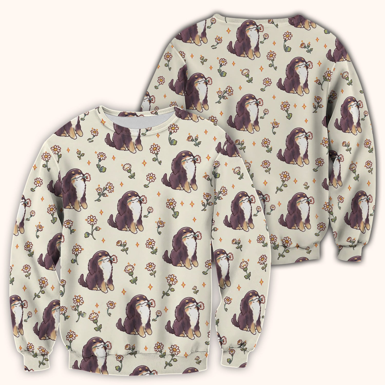 Cute Floral Otter Holding Daisy Pattern Scrub Top, Comfortable Scrubs for Nurses