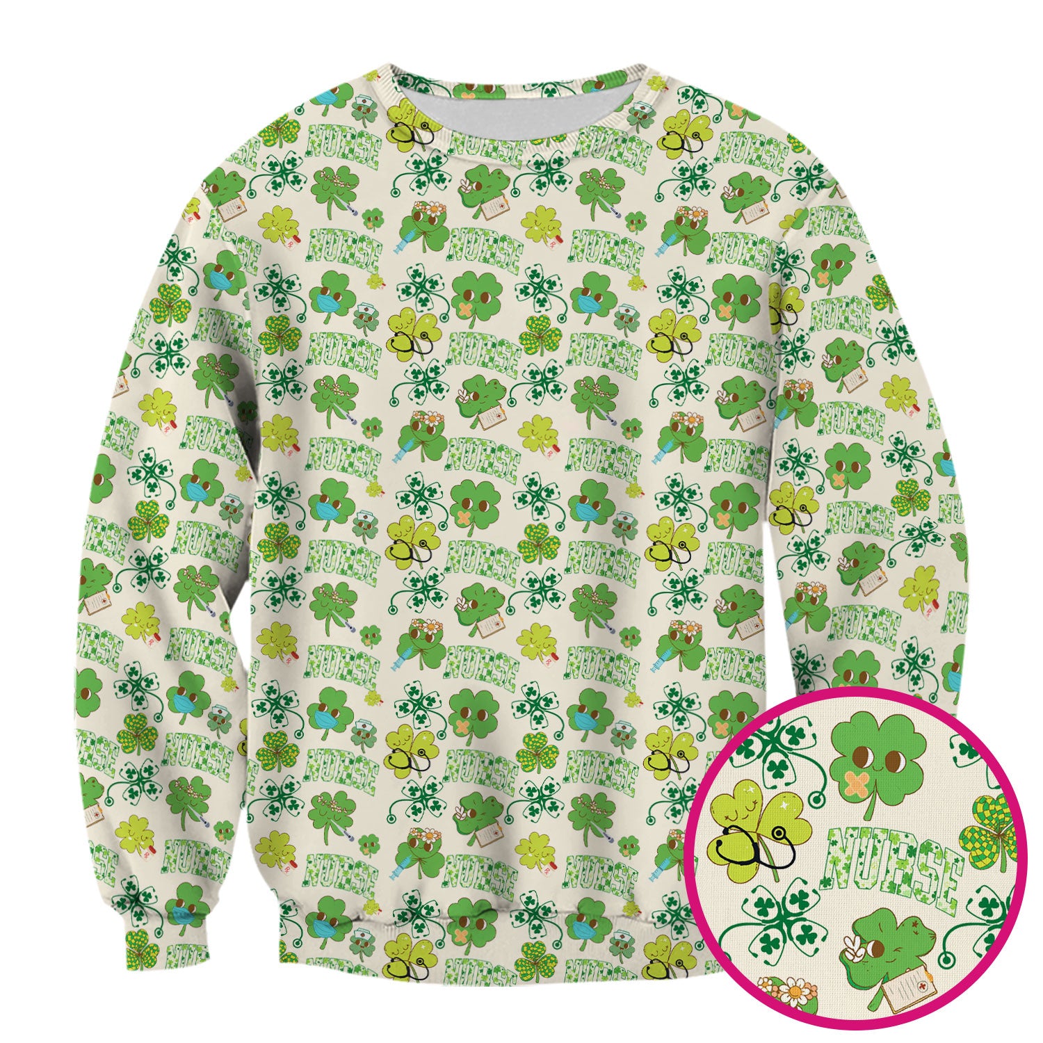 Lucky Shamrock Nurse Scrub Top, St. Patrick’s Day Nursing Shirt, Breathable Fabrics Nursing Uniform