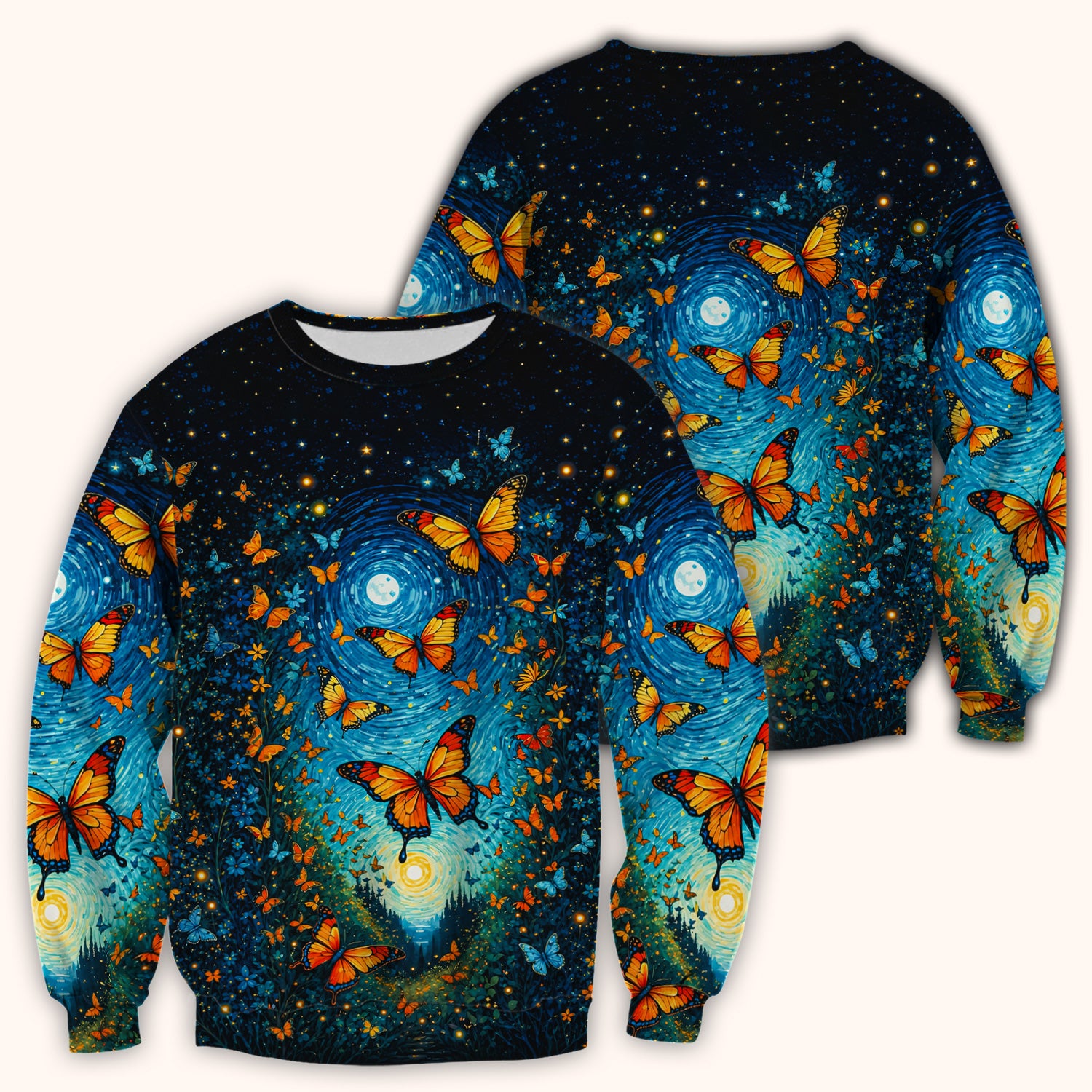 Moonlit Butterfly Nurse Scrub Top for RN, CNA, Pediatric Nurses, Floral Uniform