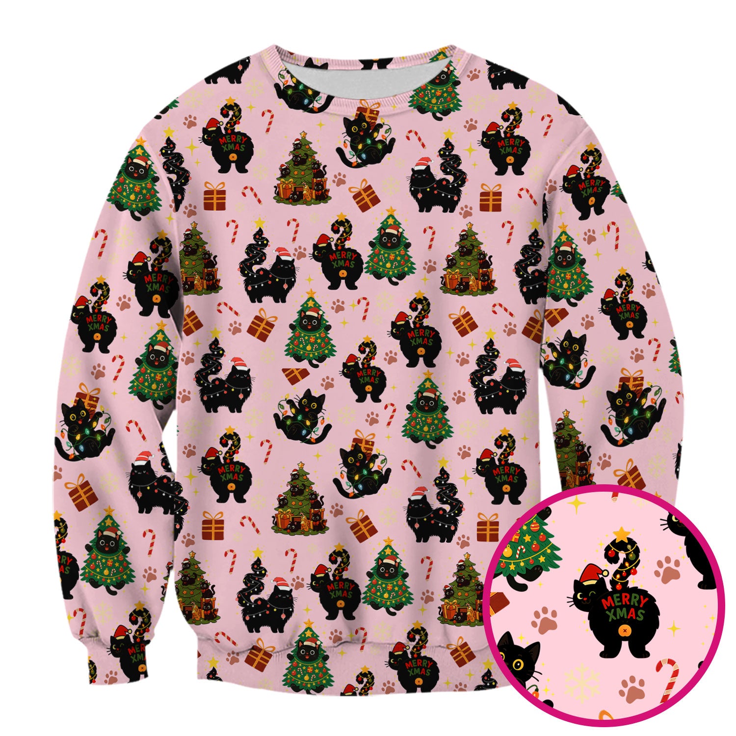 Christmas Cat Nurse Scrub Top - Funny Black Cat Print Medical Shirt for Women & Men - Cute Holiday Scrubs Gift for RN CNA Doctor