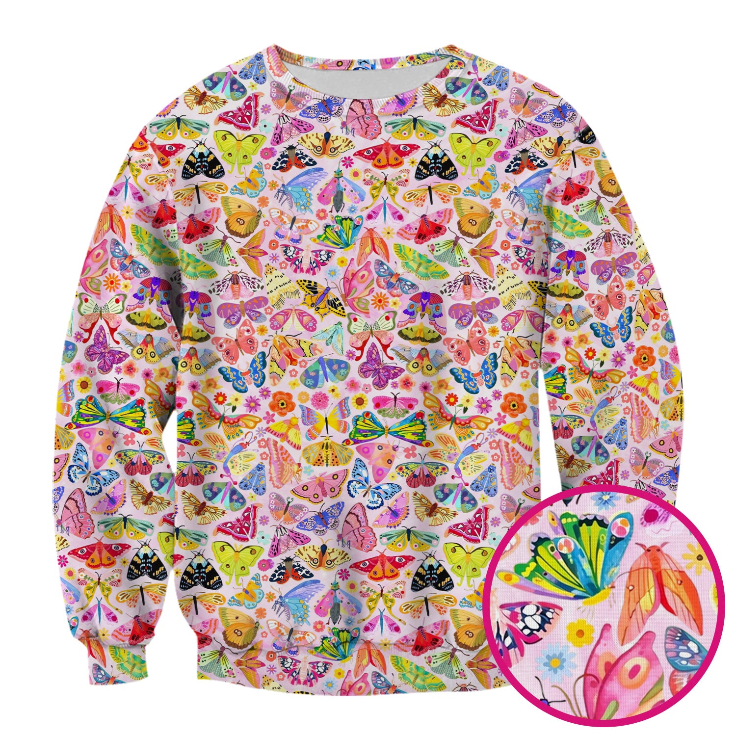Cute Bright Butterfly Moth Floral Scrub Top, Comfortable Scrubs for Nurses