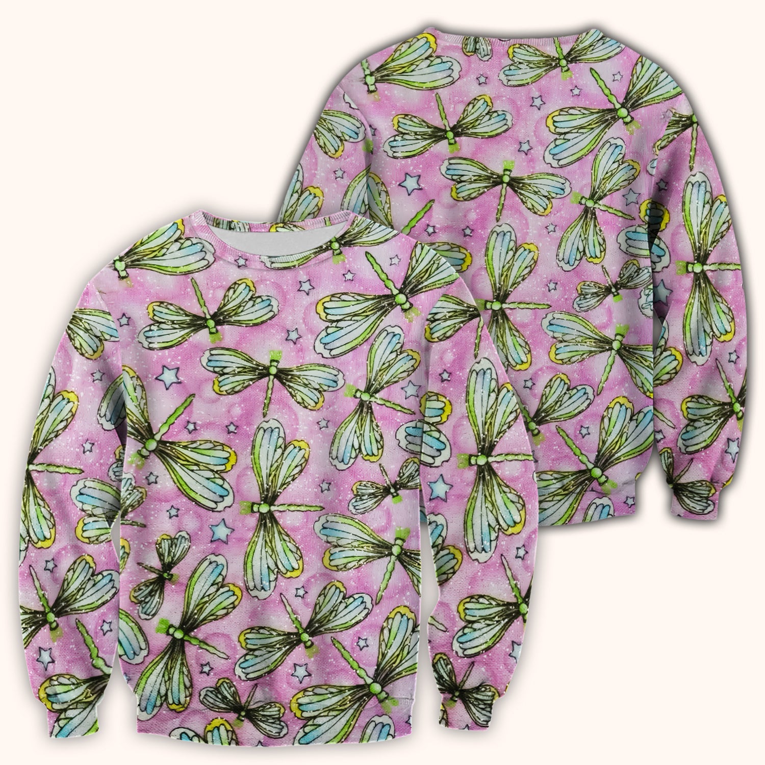Dragonfly On Pink Starry Background Scrub Top, Comfortable Scrubs for Nurses