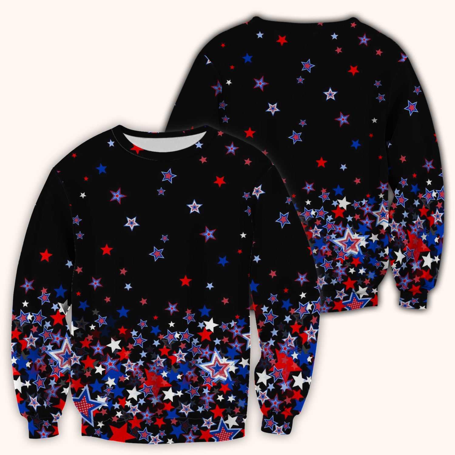 Festive Patriotic Red Blue Star Pattern Scrub Top, Comfortable Scrubs for Nurses