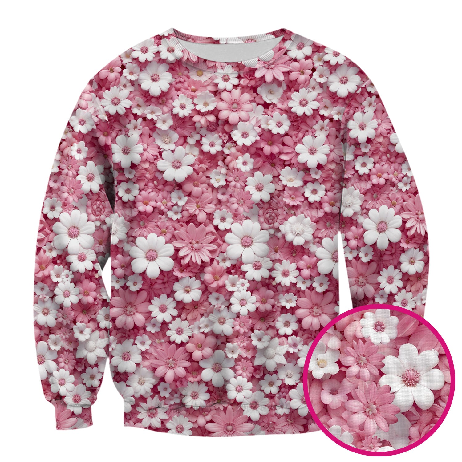 Cute Daisy Flower Bloom Pattern Scrub Top, Breathable Fabrics Nursing Uniform