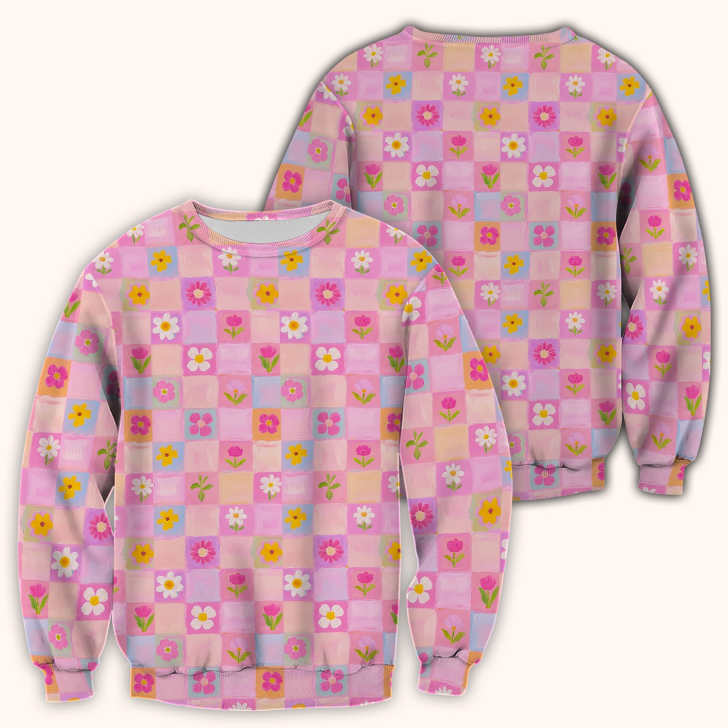 Colorful Mixed Flowers Pattern Scrubs Top, Comfortable Scrubs for Nurses