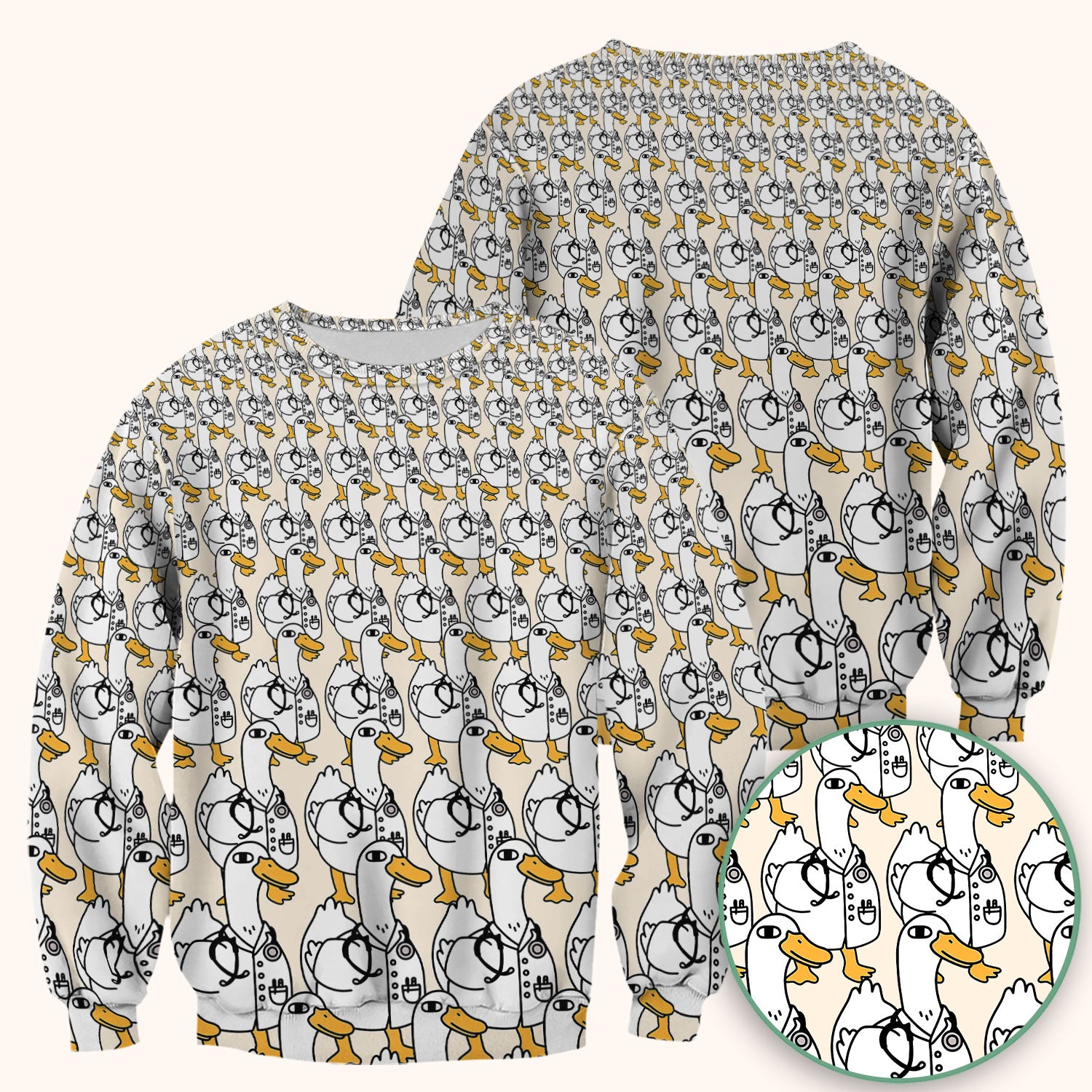 Funny Duck Scrub Top for Women - I'm a Doctor Shirt - Cute Duck In The Row - Breathable Fabrics Nursing Uniform