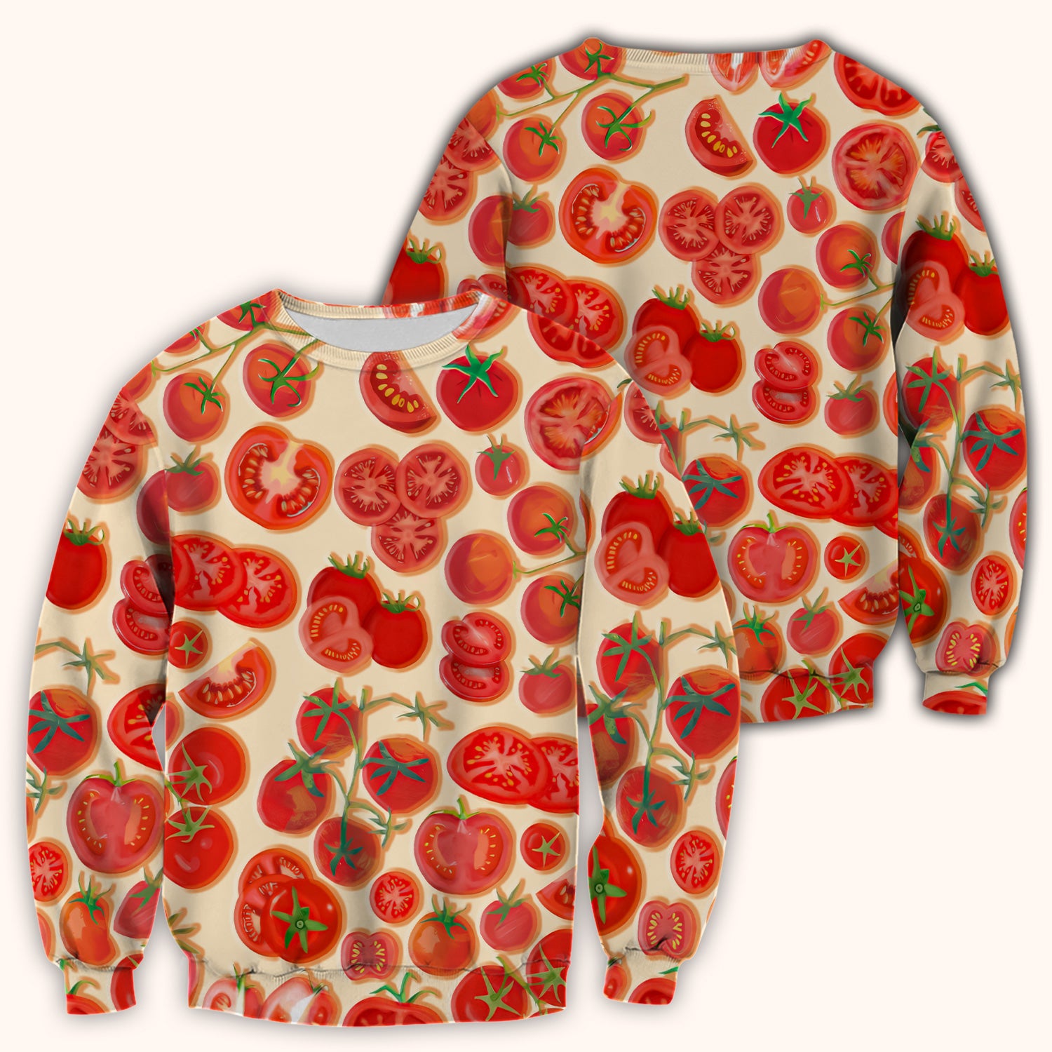Fresh Tomato Slices Cherry Tomato Pattern Scrubs Top, Comfortable Scrubs for Nurses